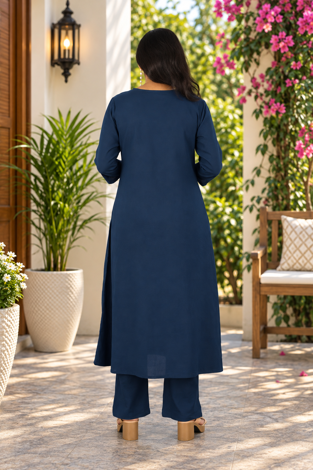 Navy Blue Jaipur Cotton Elegant Embroidered Cord Set