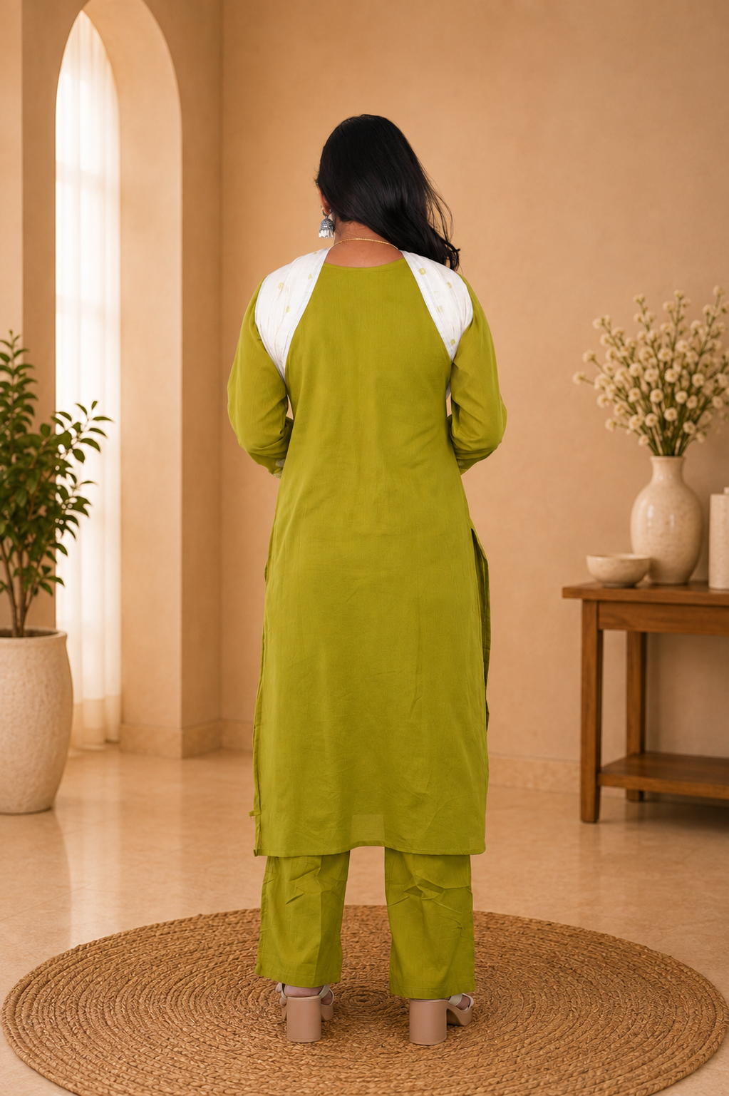 Jaipur Cotton 3 Piece Set With Embroidery and Lining and kota Dupatta