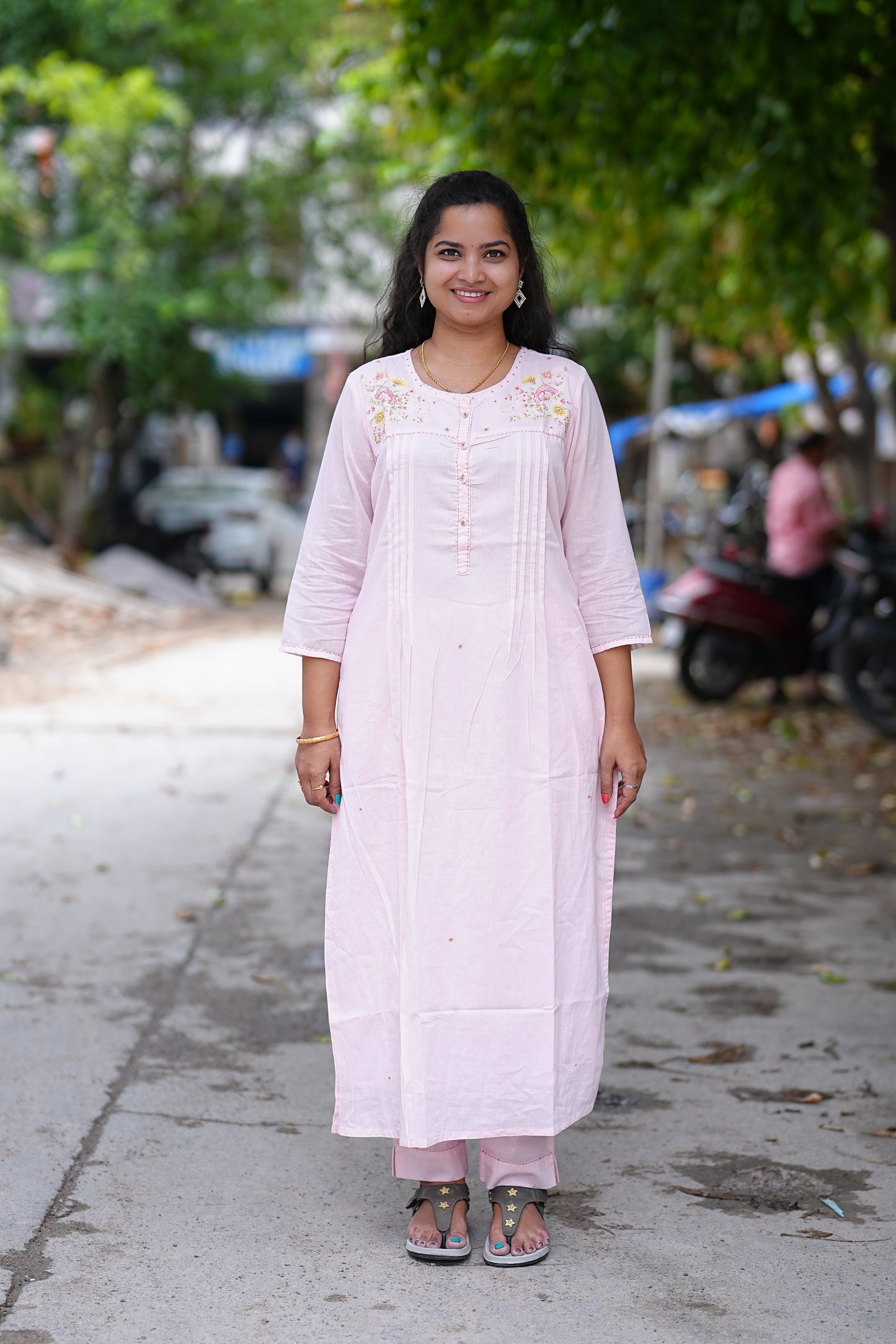Pink Color Pure Mul Mul Cotton Cord Set With Complete Lining