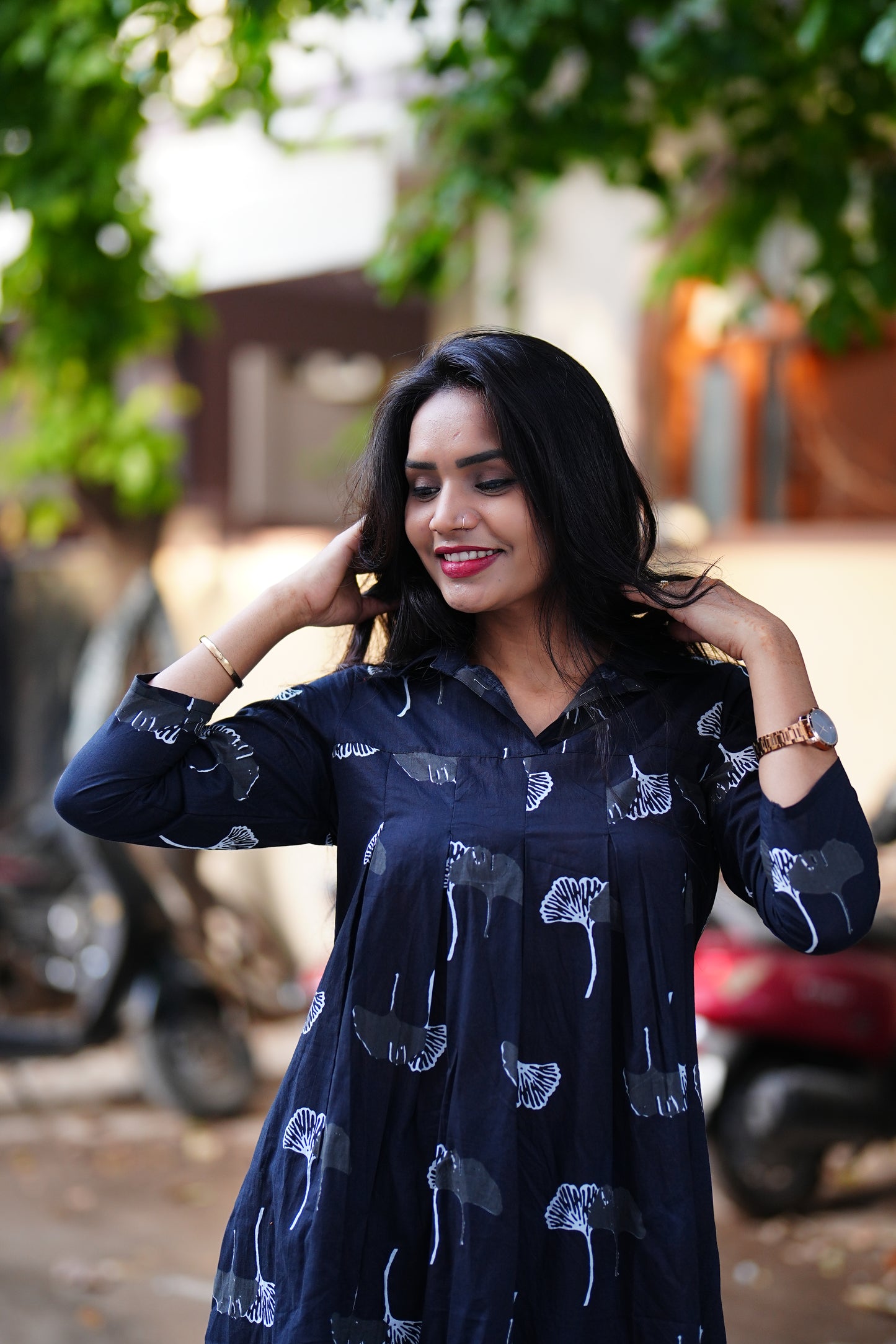 Short Cotton Tunics With White Print