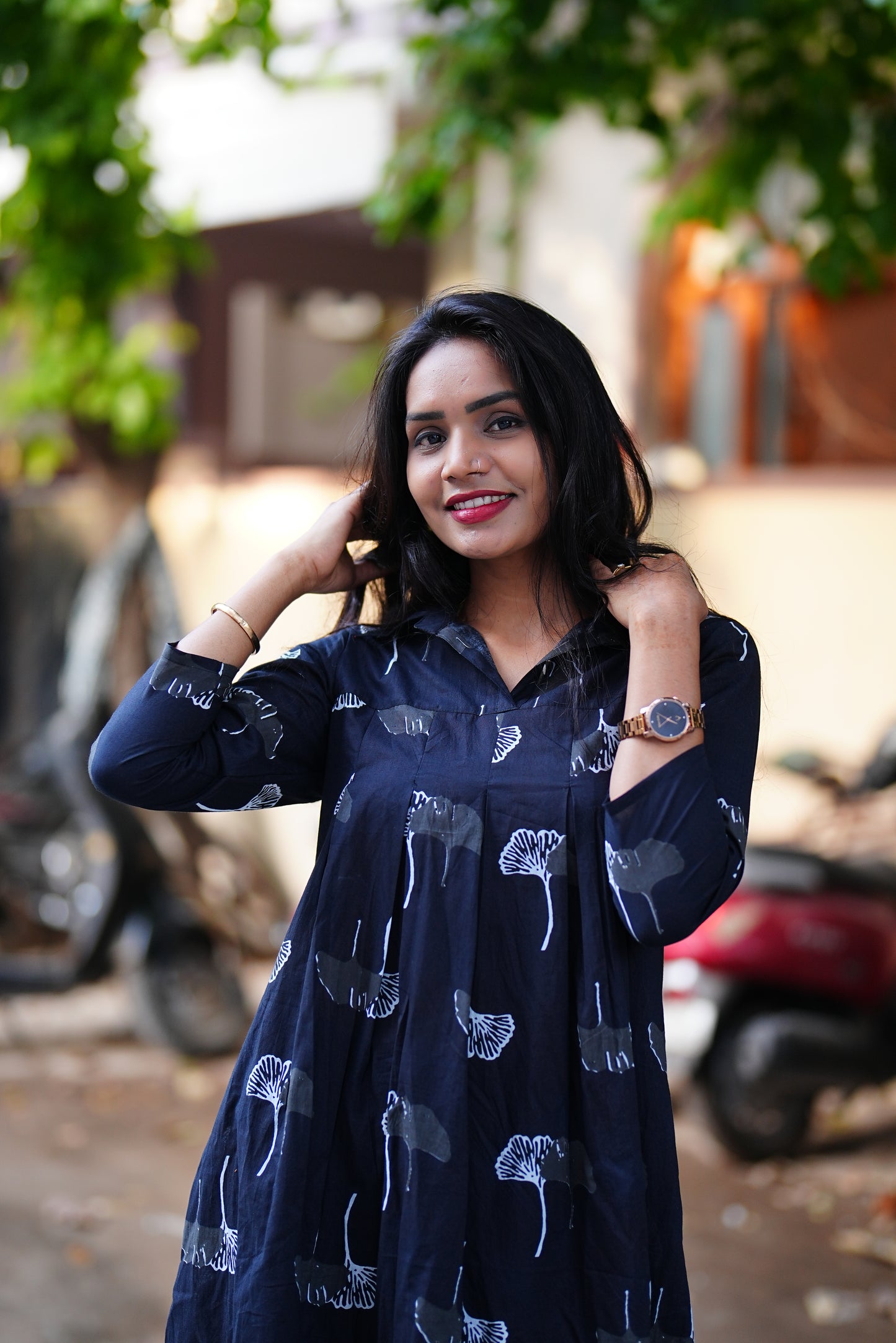 Short Cotton Tunics With White Print