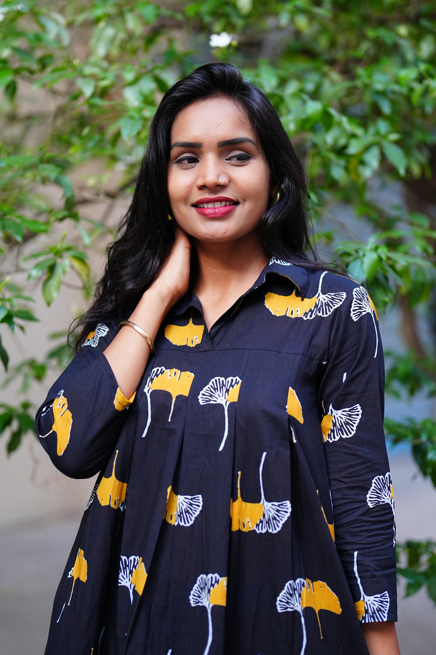 Short Cotton Tunics With Yellow Print