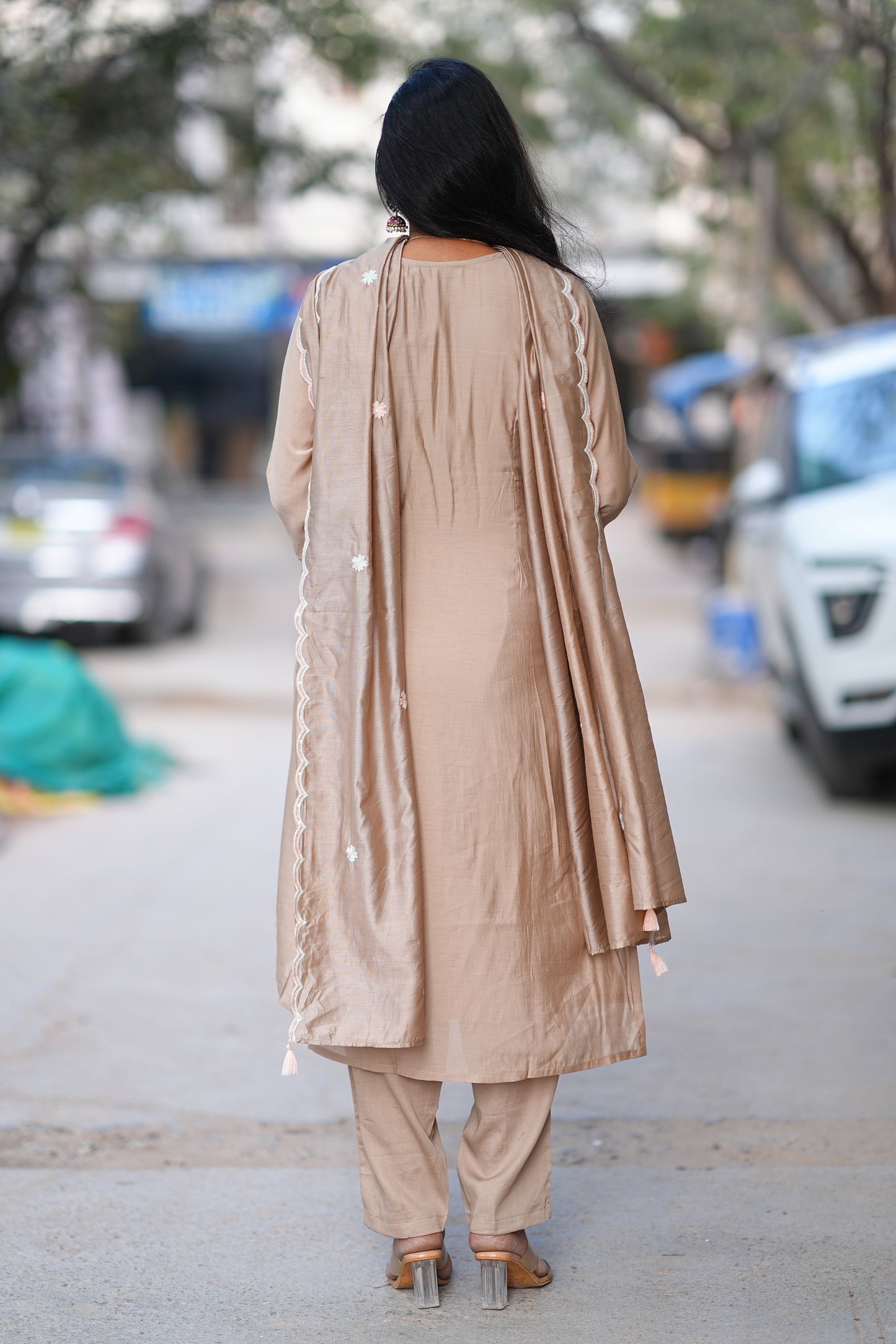 Brown Color Viscose Fabric Festive Wear 3 Piece Set