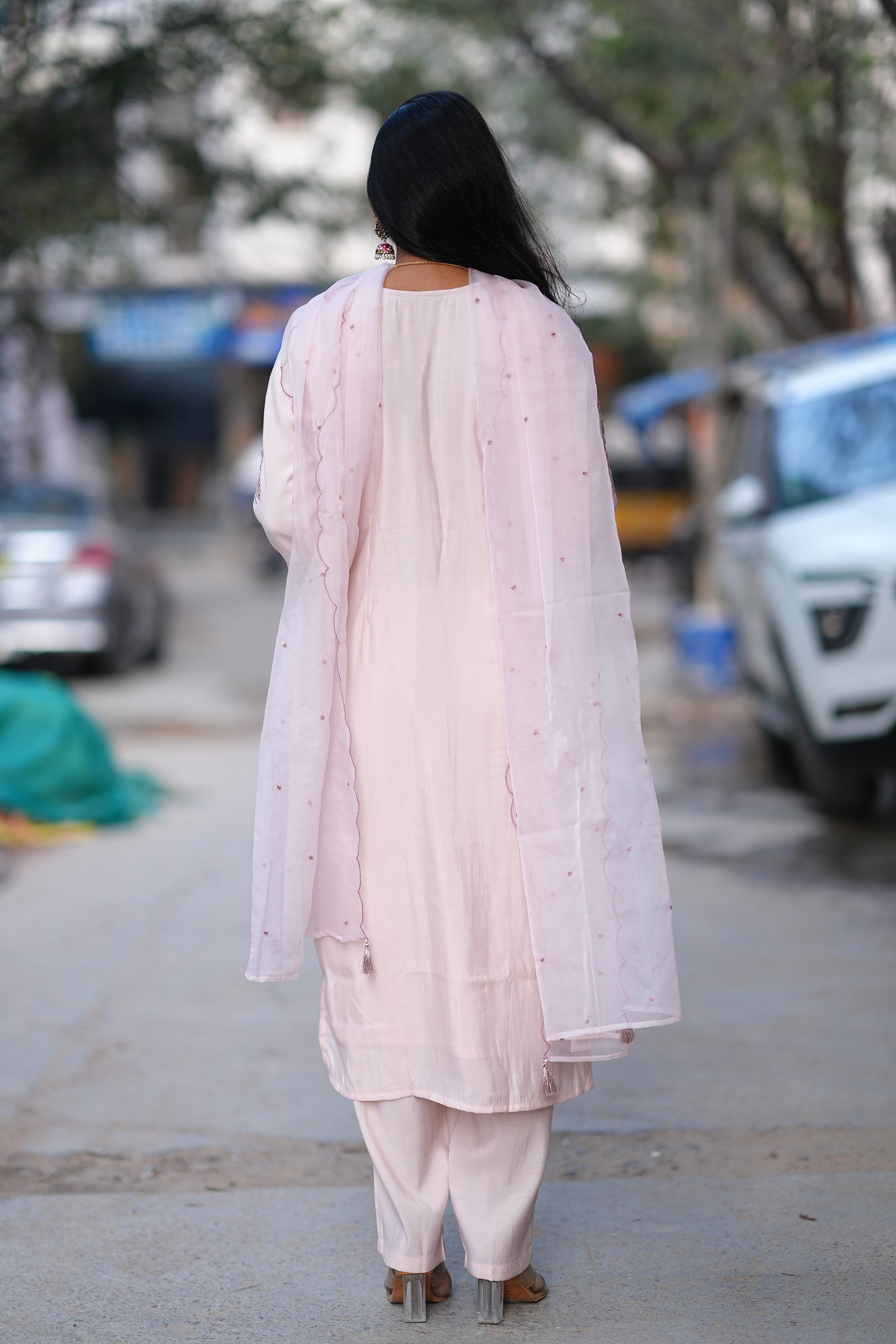 Light Pink Color Viscose Fabric Festive Wear 3 Piece Set