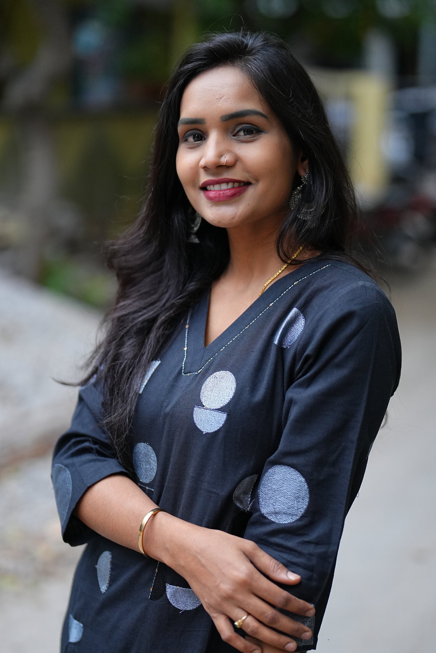 Black Color Jaipur Cotton Polki Dots