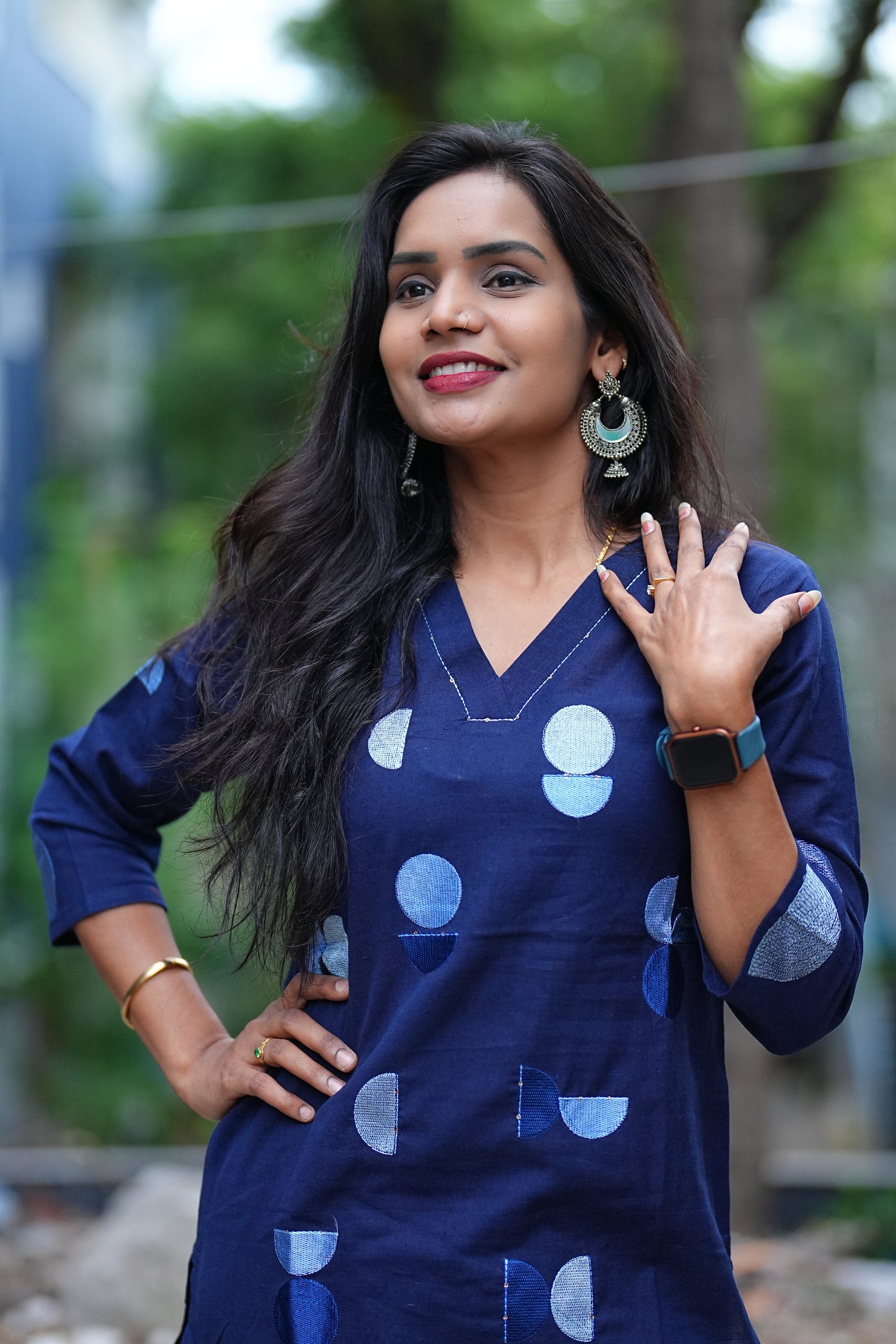 Blue Color Jaipur Cotton Cordset With polka dots