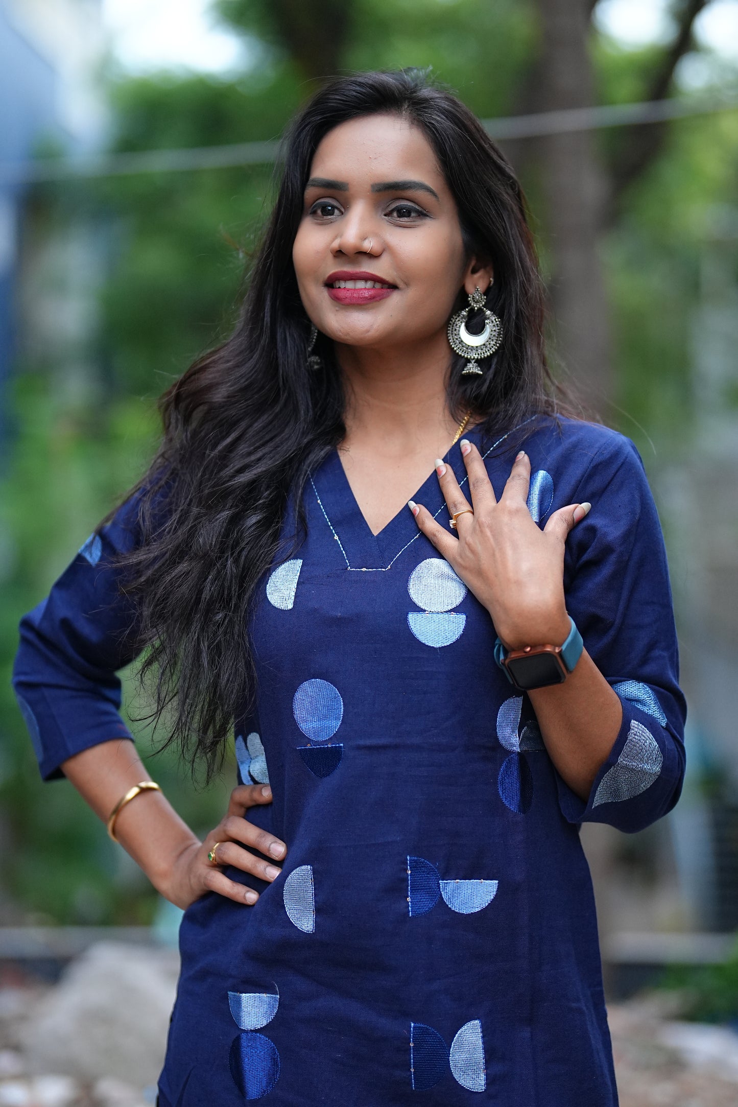 Blue Color Jaipur Cotton Cordset With polka dots