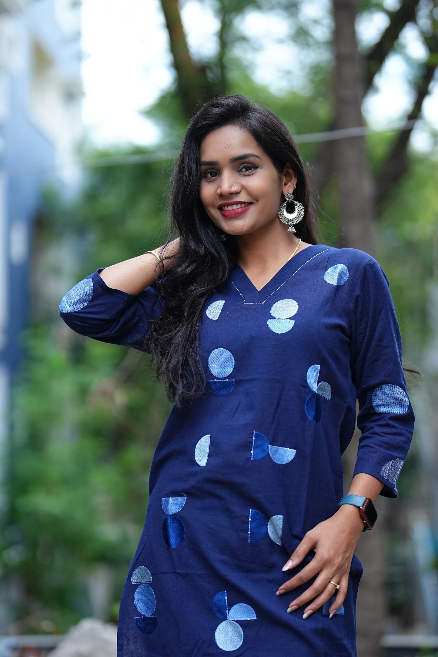 Blue Color Jaipur Cotton Cordset With polka dots
