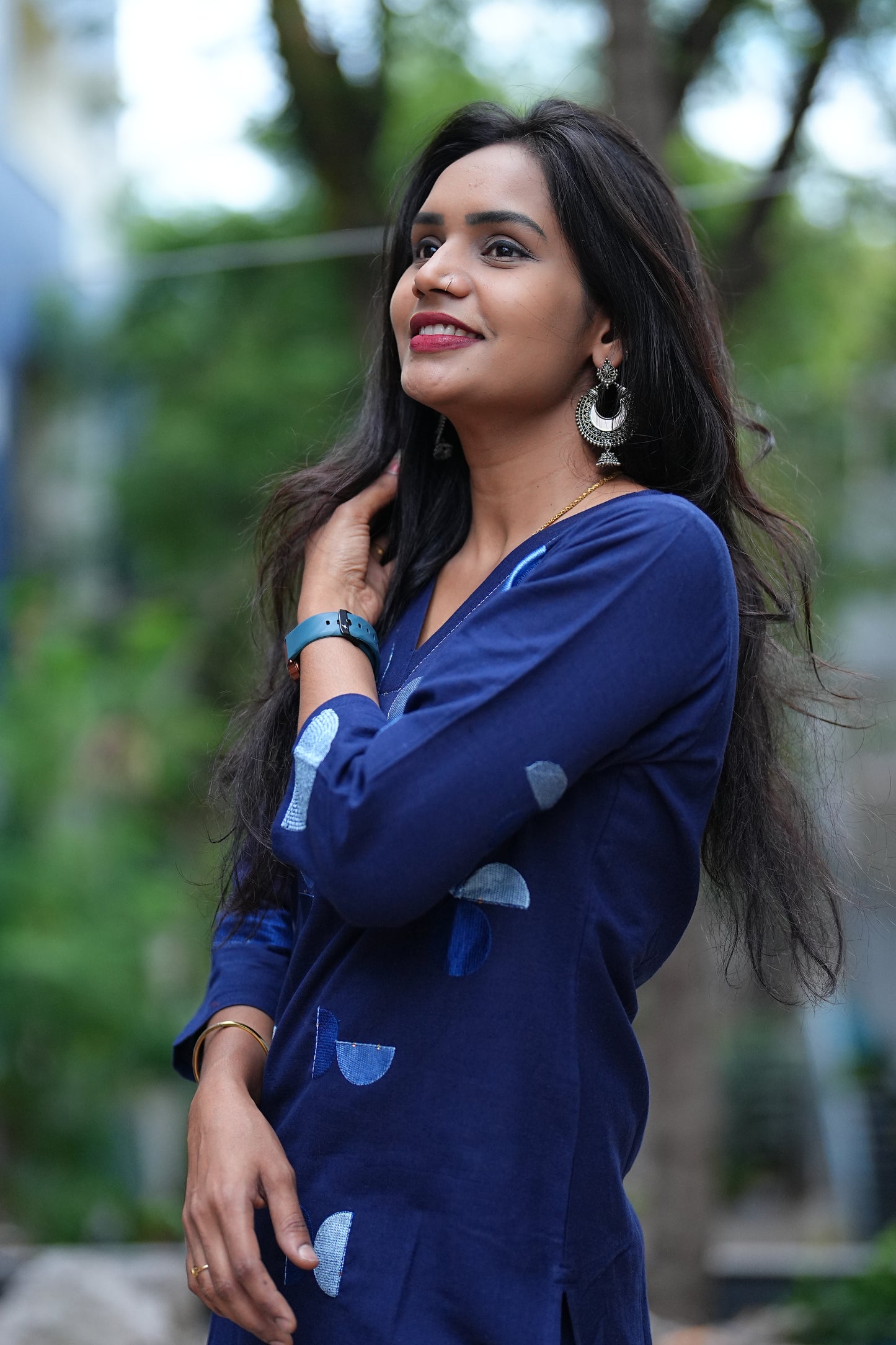 Blue Color Jaipur Cotton Cordset With polka dots
