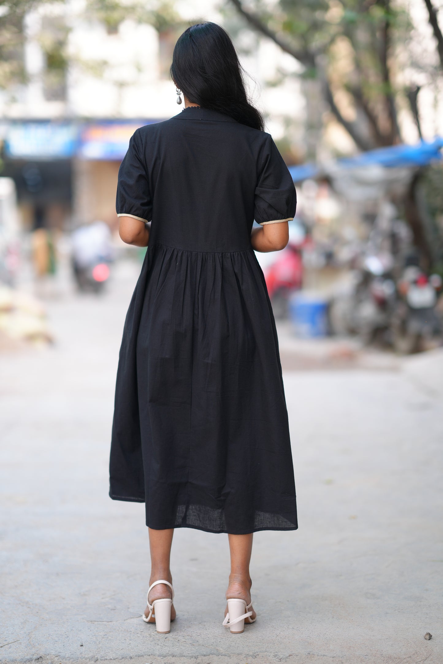 Black Color Jaipuri Cotton Frock With Embroidery Work