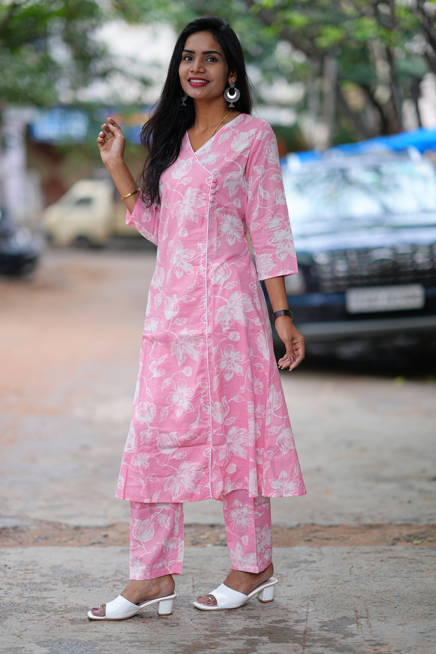 Pink Color Jaipur Cotton Office Wear Cordset