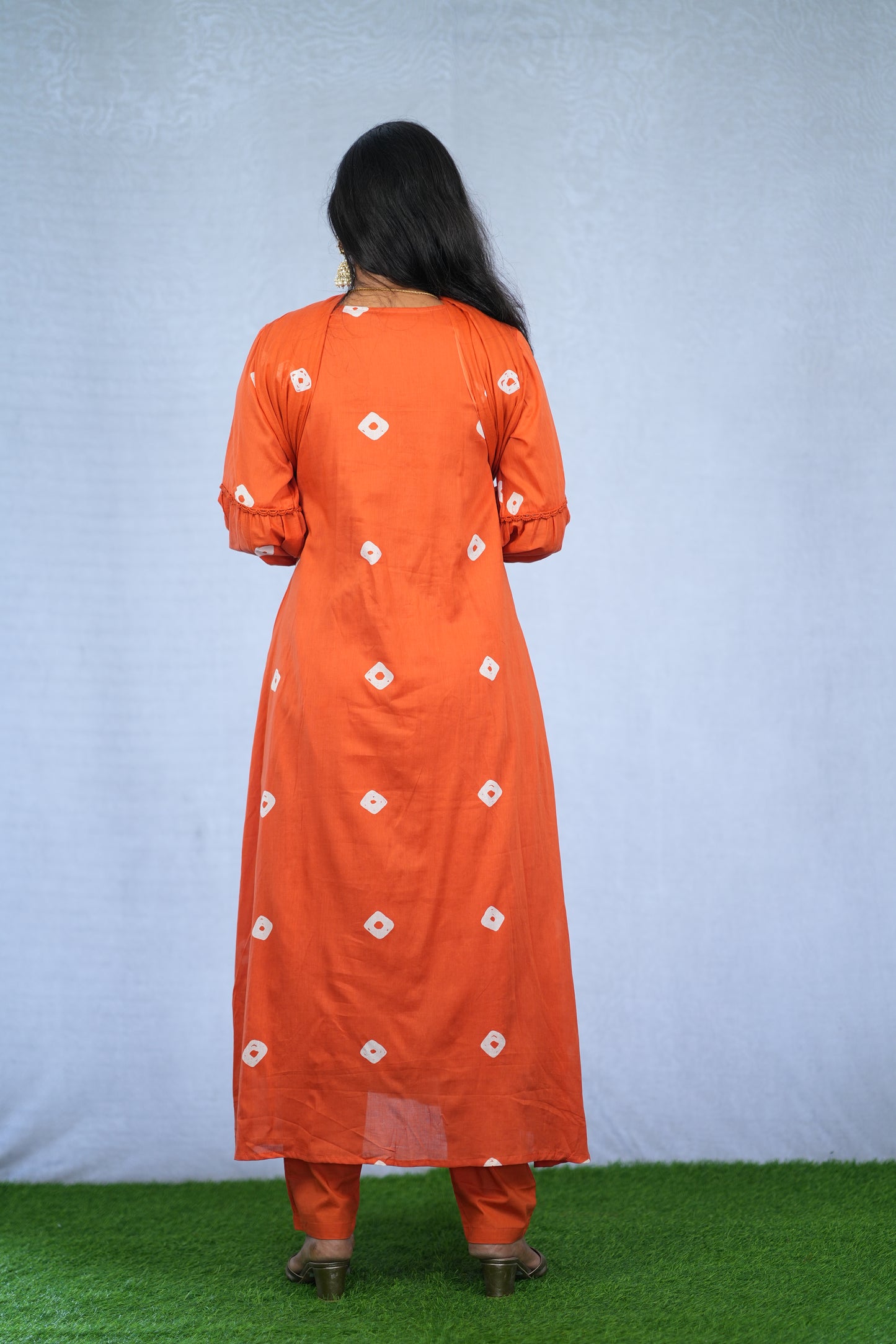 Orange Color Mul Cotton 3 Piece Set With Embroidery work and Complete Lining