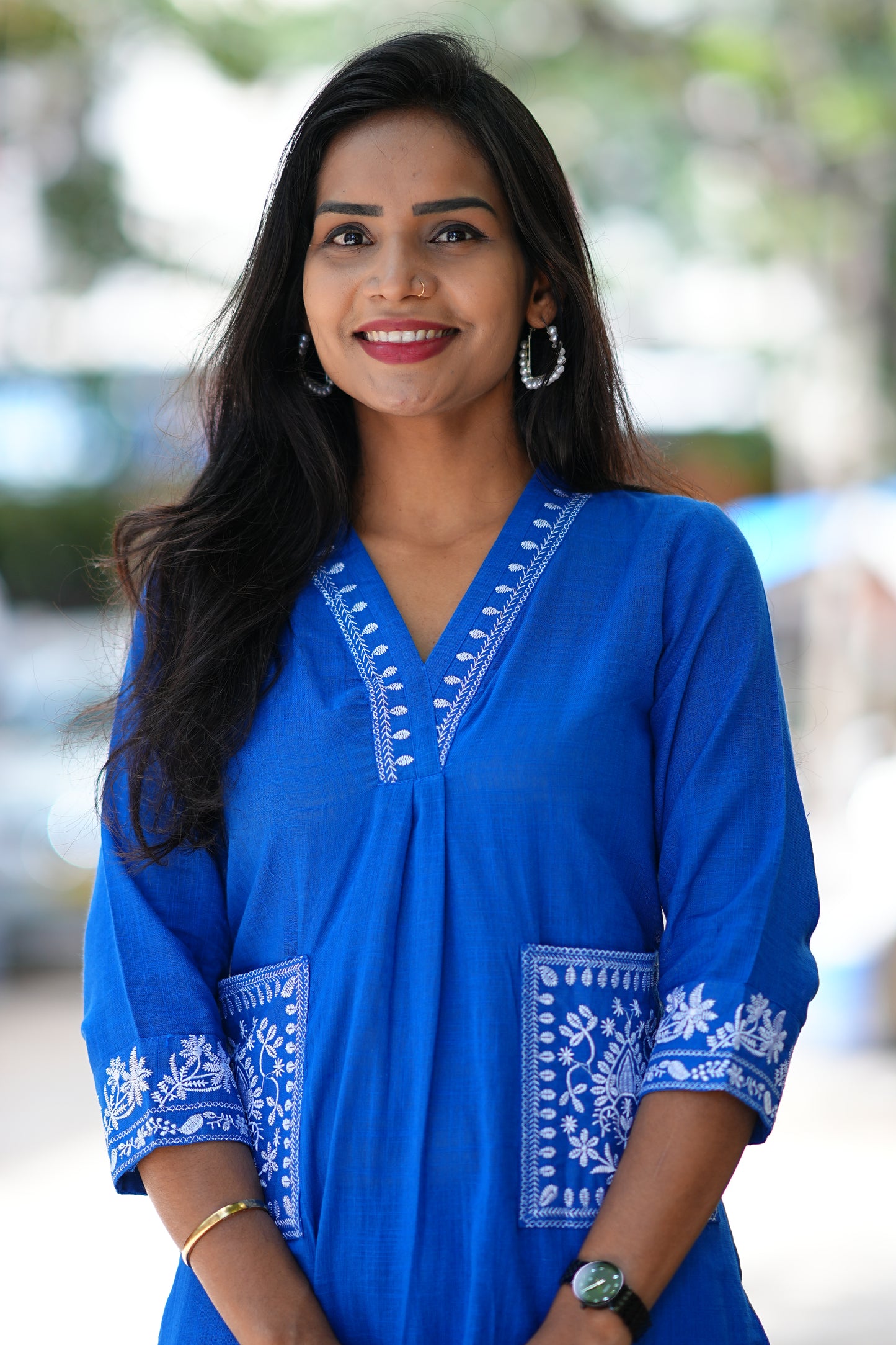 Blue Color Cordset With Dual Pockets