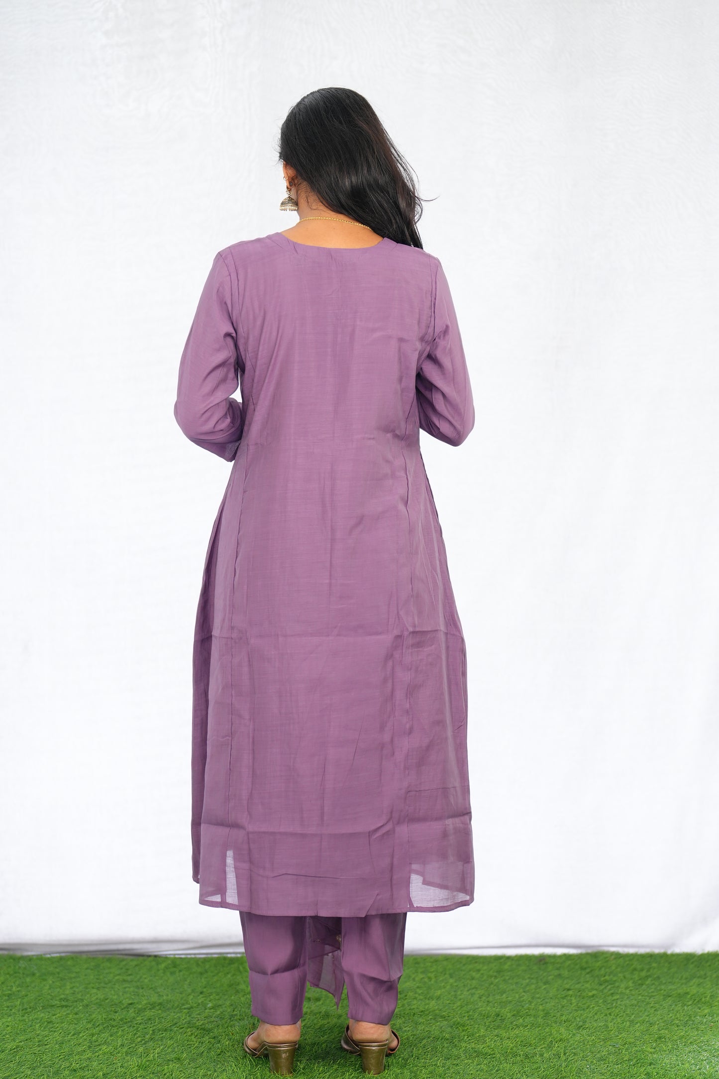 Purple Color Mul chanderi Party Wear 3 Piece set With Complete Lining