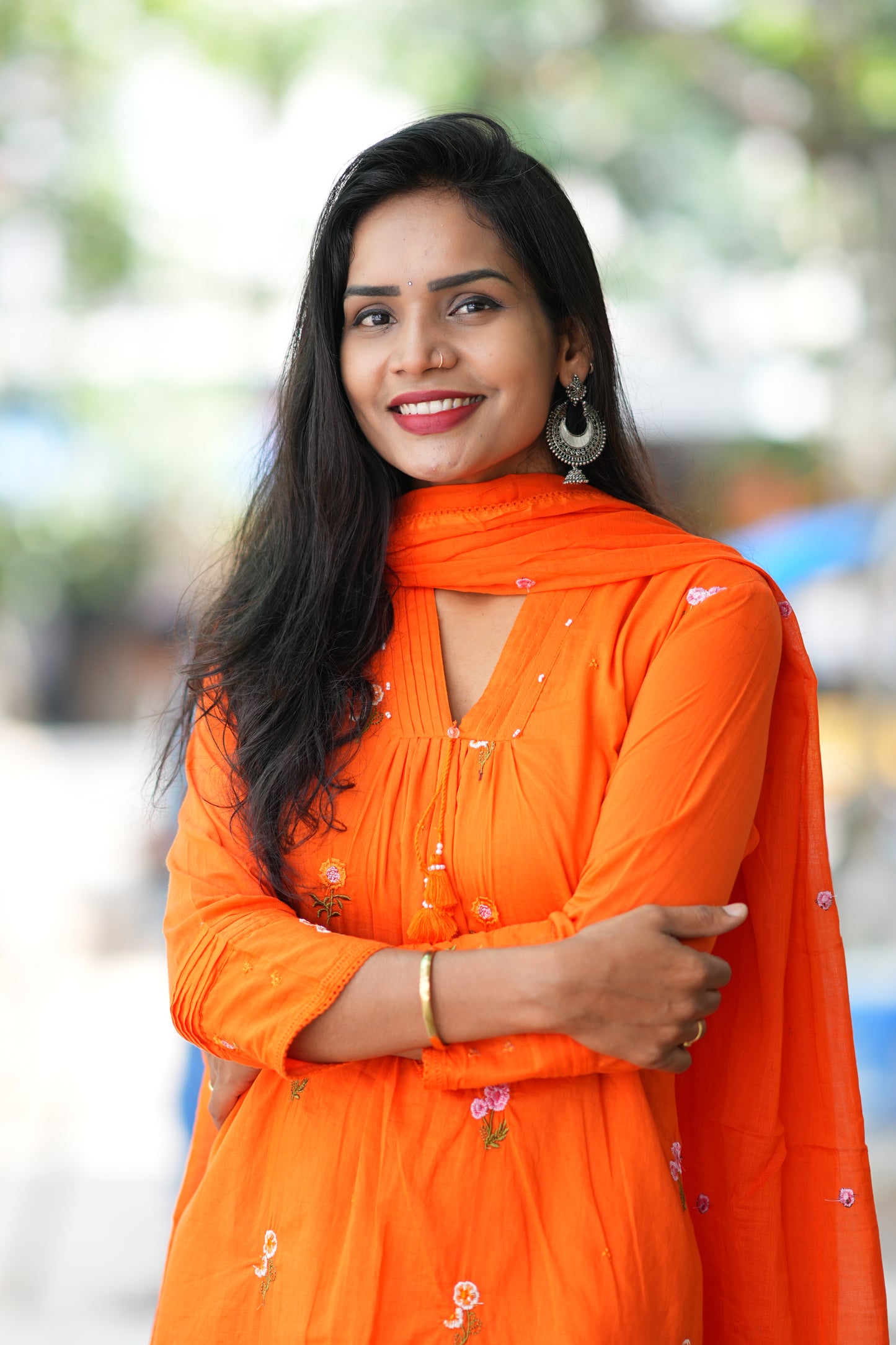 Designer Wear Orange Color Mul Cotton 3 Piece Set With Complete Lining