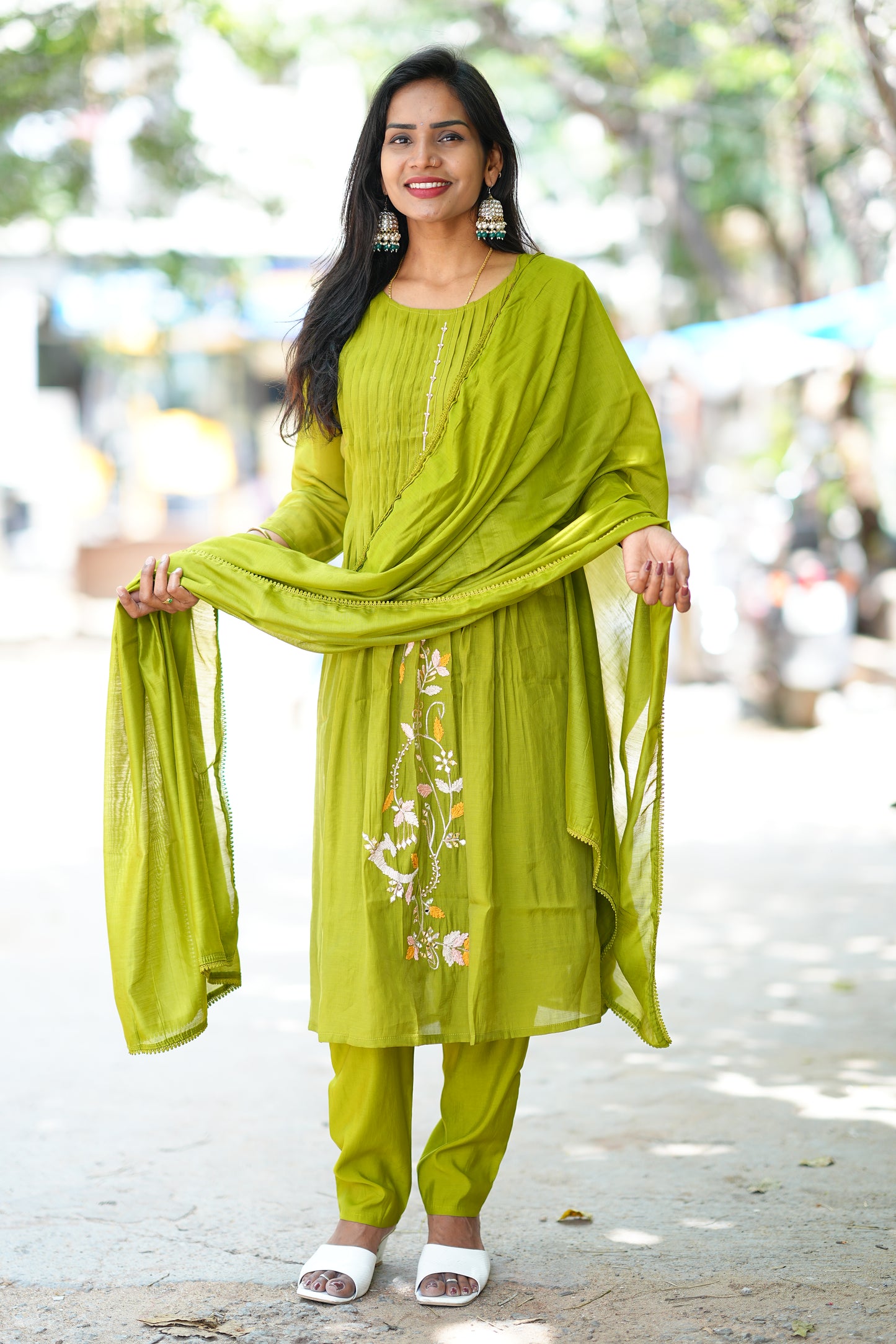 Liril Color Designer Wear Mul Chanderi 3 Piece Set