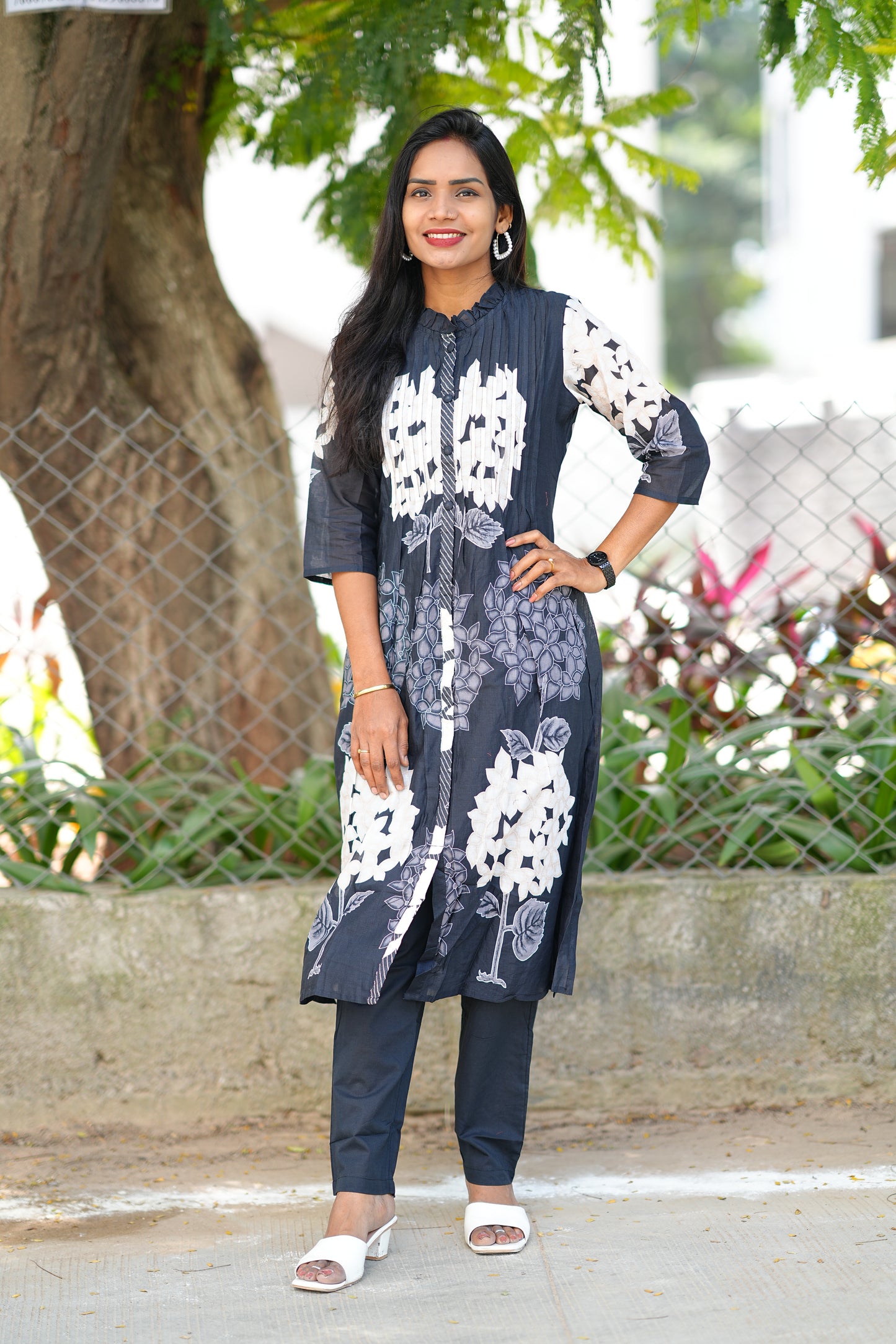 Black Color Pure Mul Cotton Desiner Wear Cordset With Lining