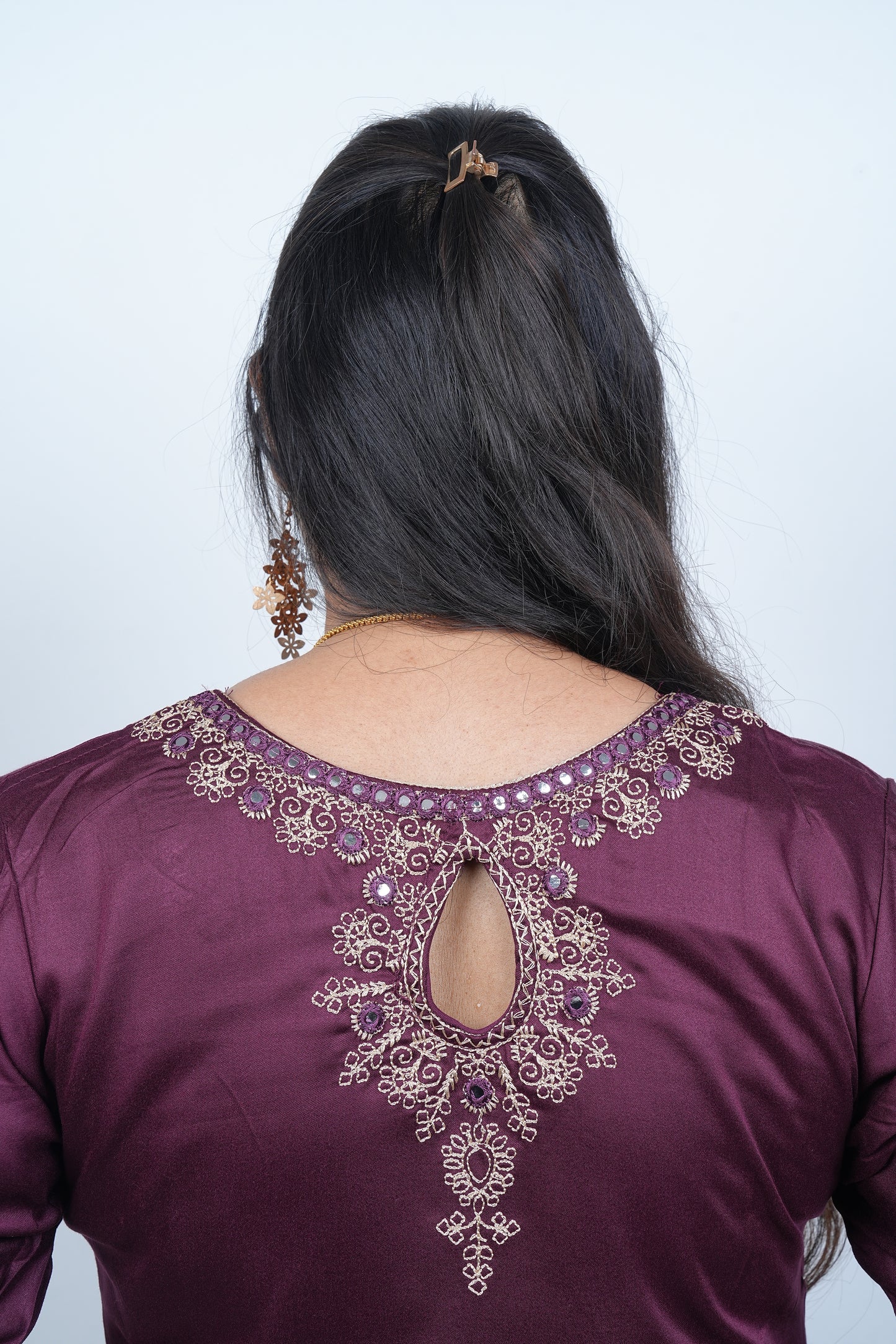 Wine Colour Gajji Silk 3 Piece Set