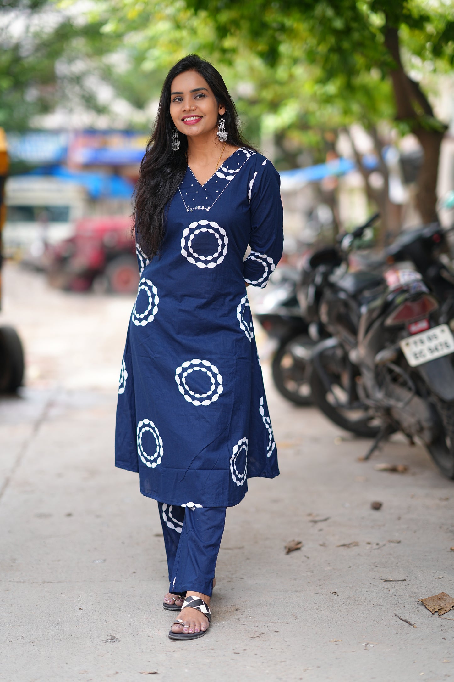 Beautiful Blue Color Jaipur Cotton Office Wear Cord Set