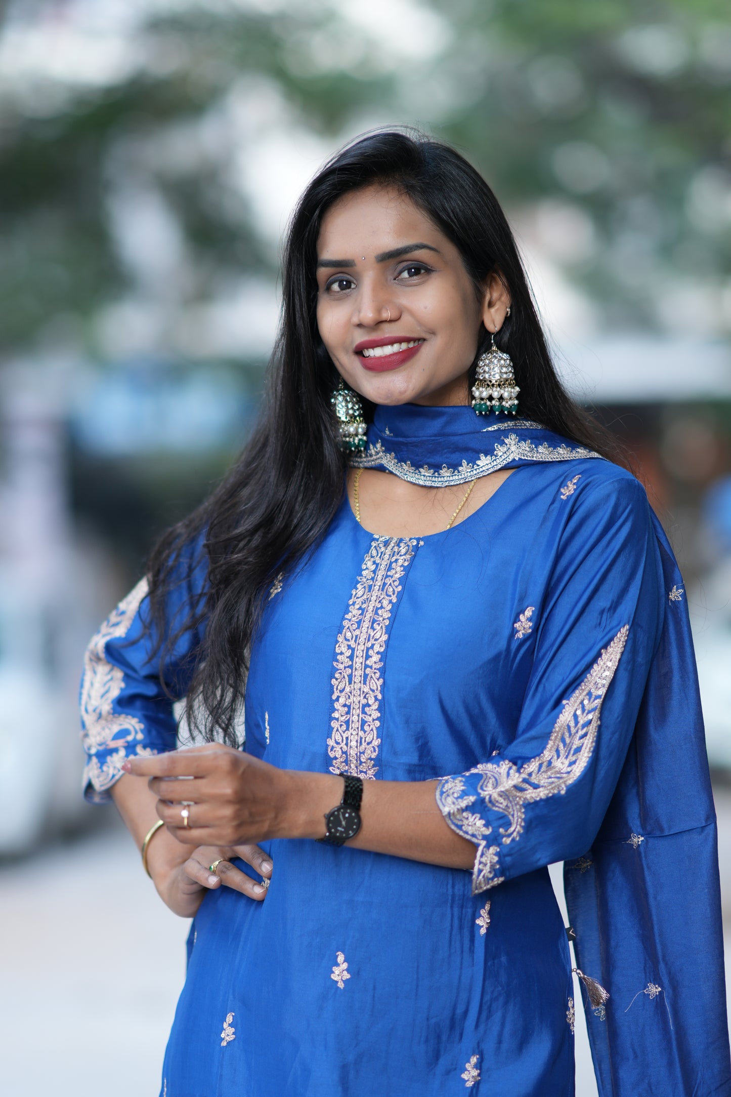 Blue Designer Wear Festive Collection in Viscose Fabric