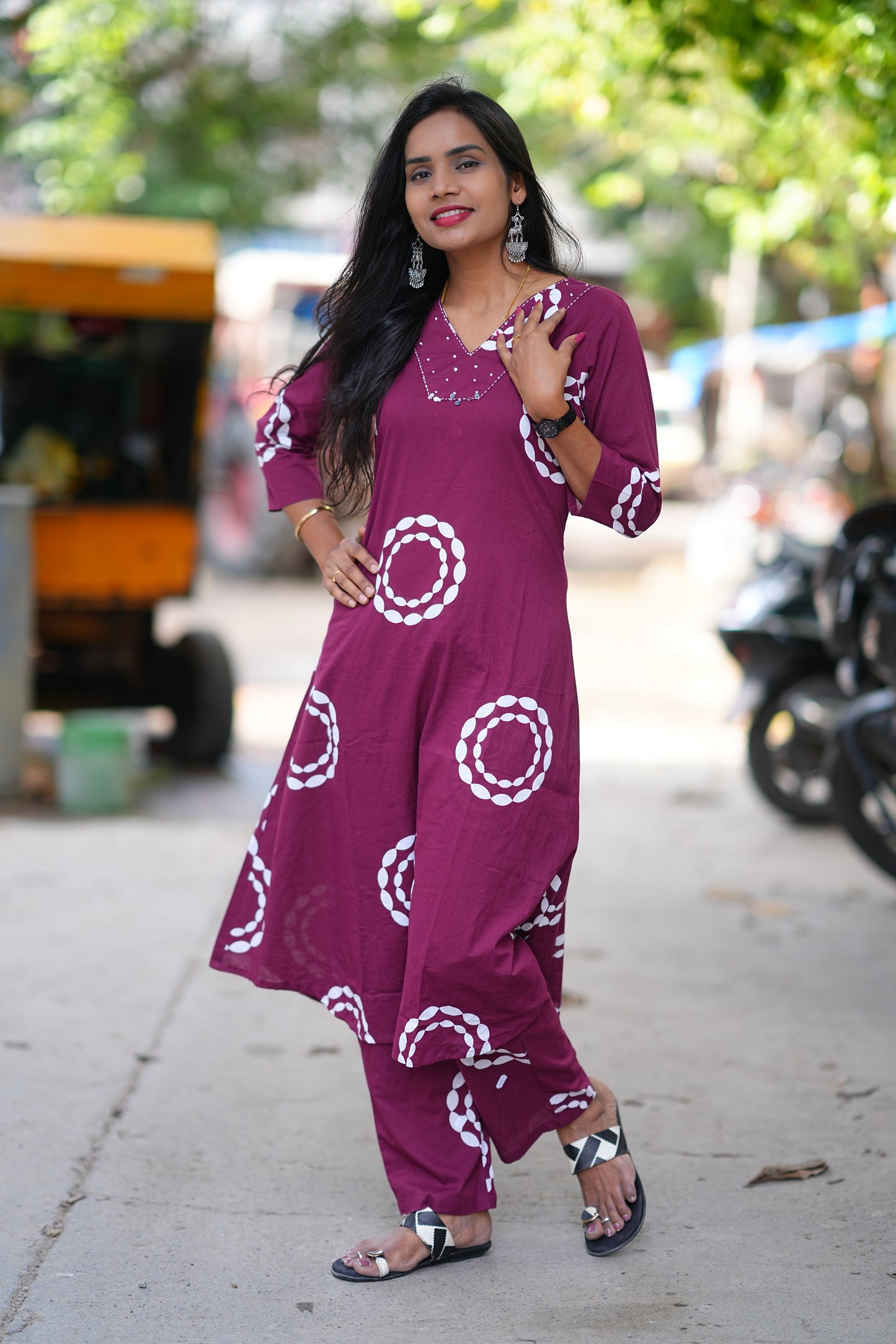 Beautiful Wine Color Jaipur Cotton Office Wear Cord Set
