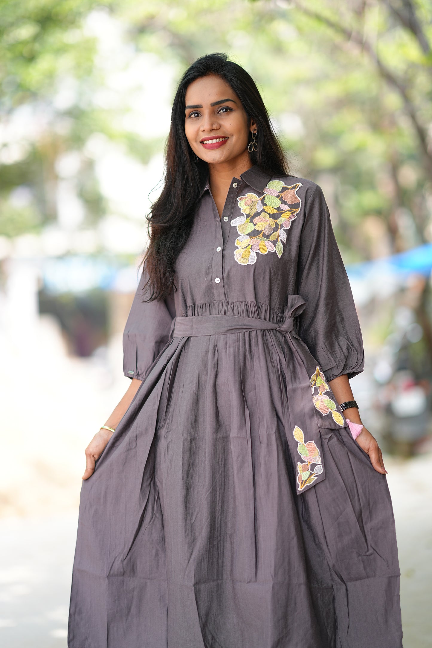 Coffee Color Viscose Party Wear Frock