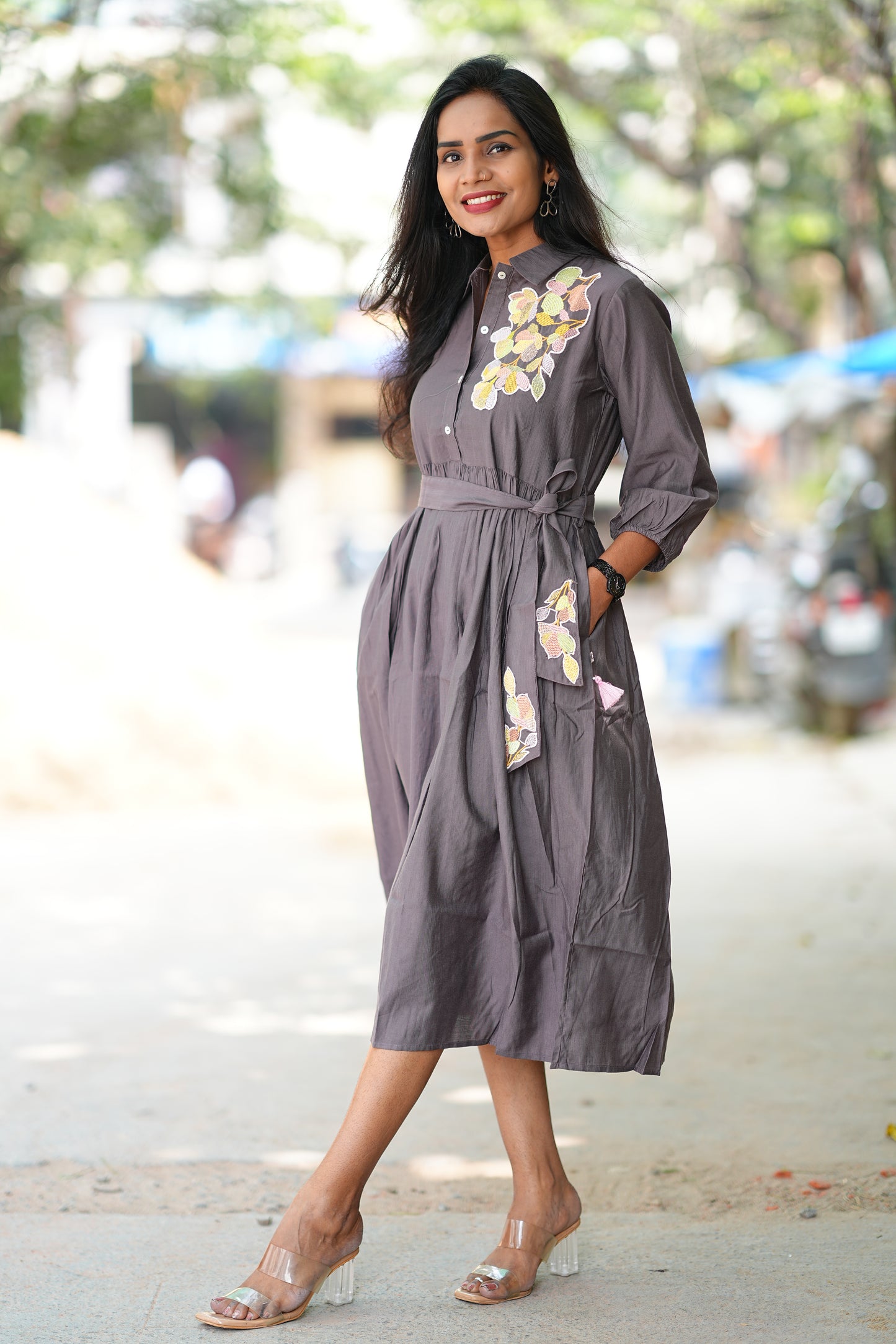 Coffee Color Viscose Party Wear Frock