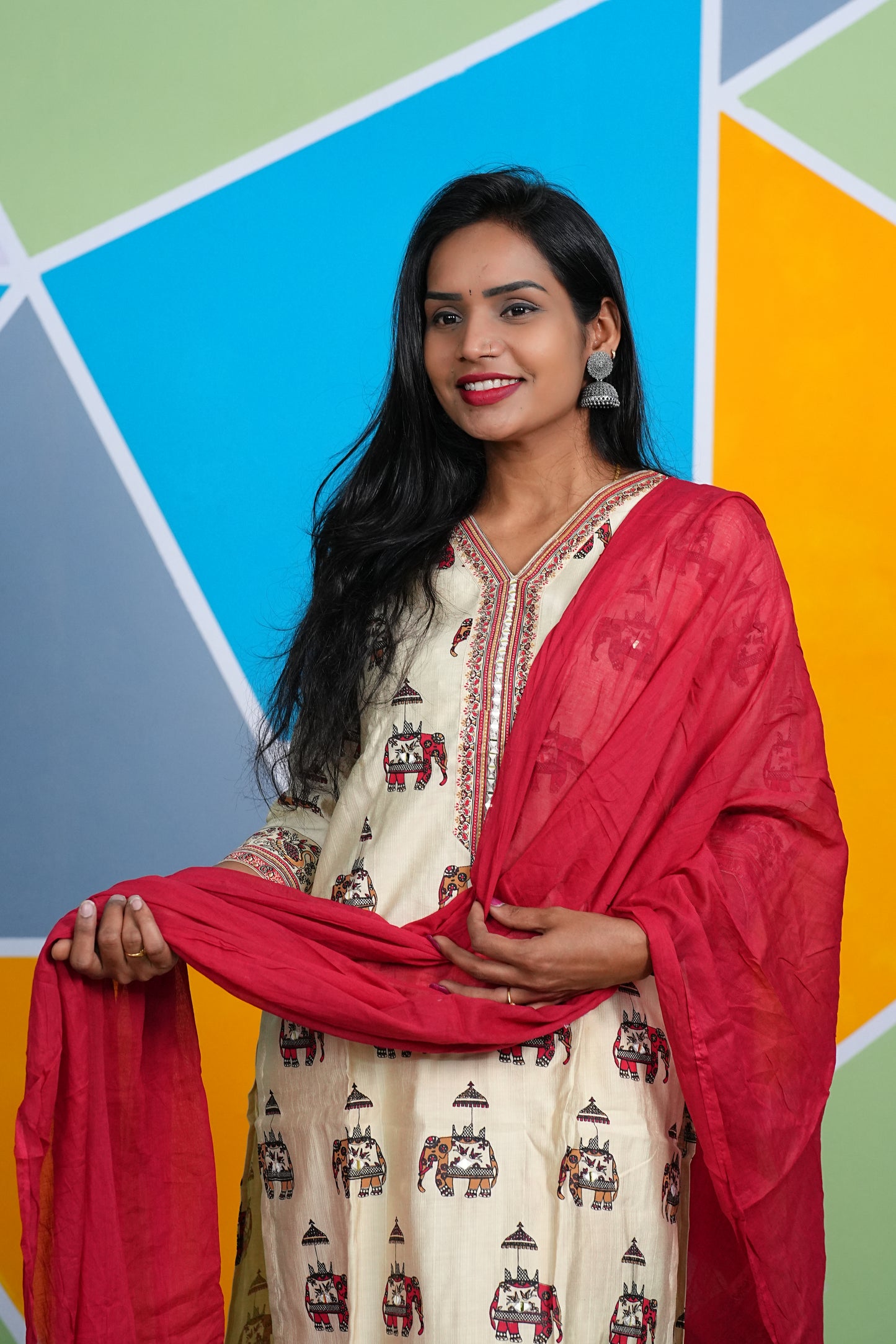 Vichitra Silk Office Wear 3 Piece Set With Complete Lining