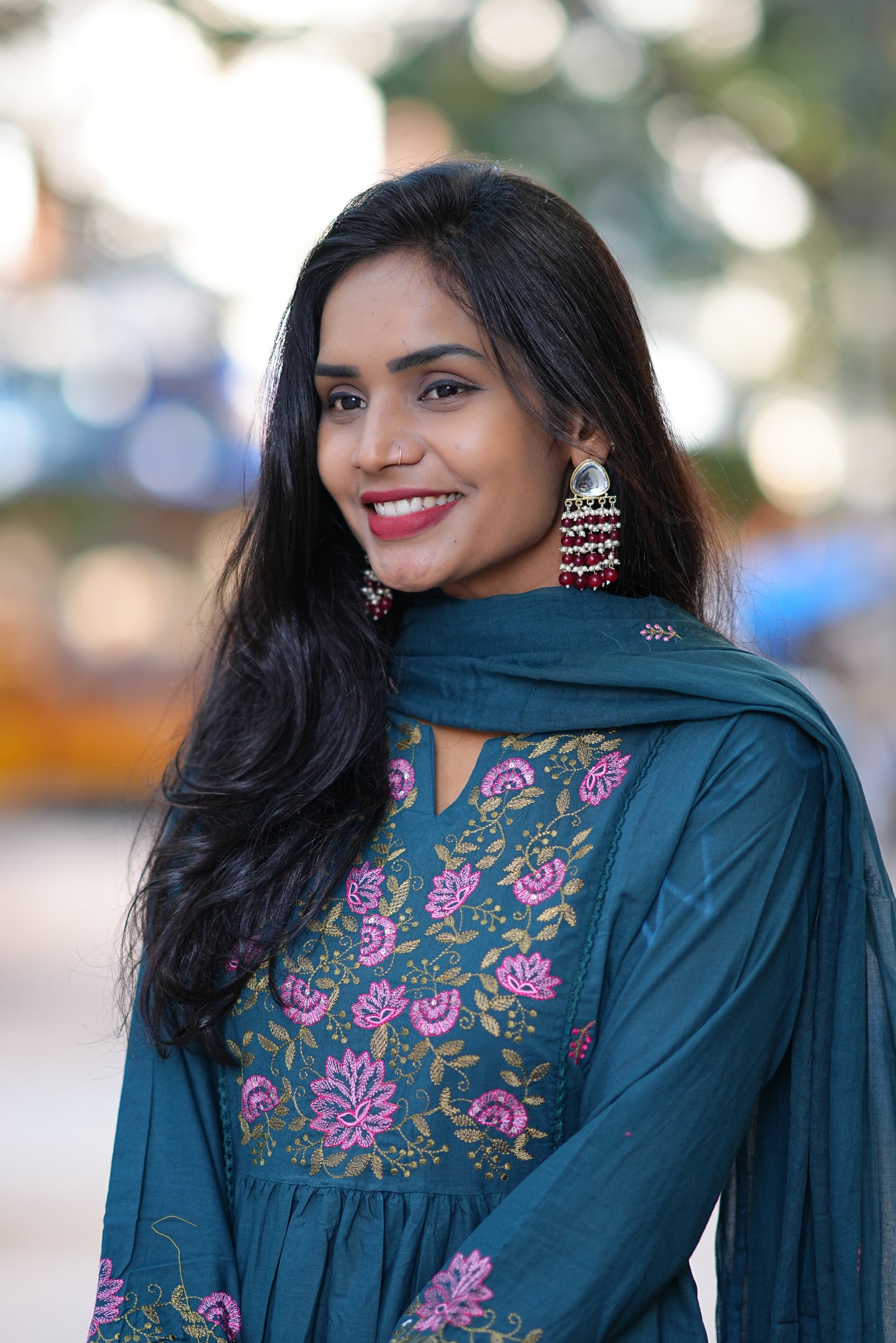 Russian Green Jaipur Thread Embriodary 3 Piece Set