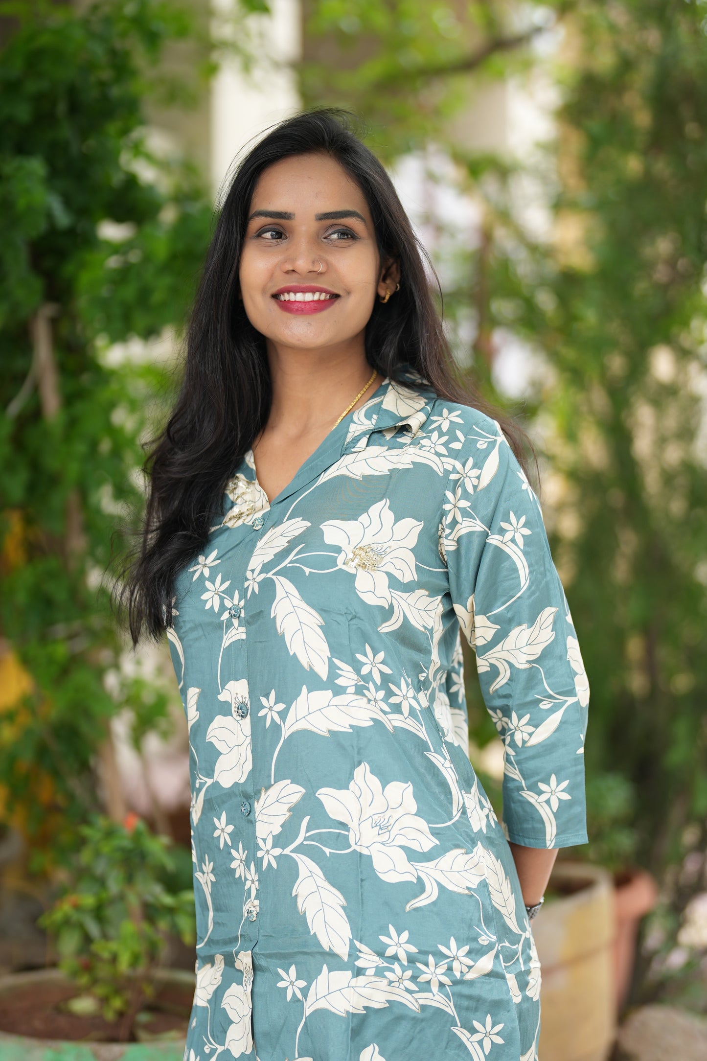 Green Color Pure Lenzing Silk Coord Set