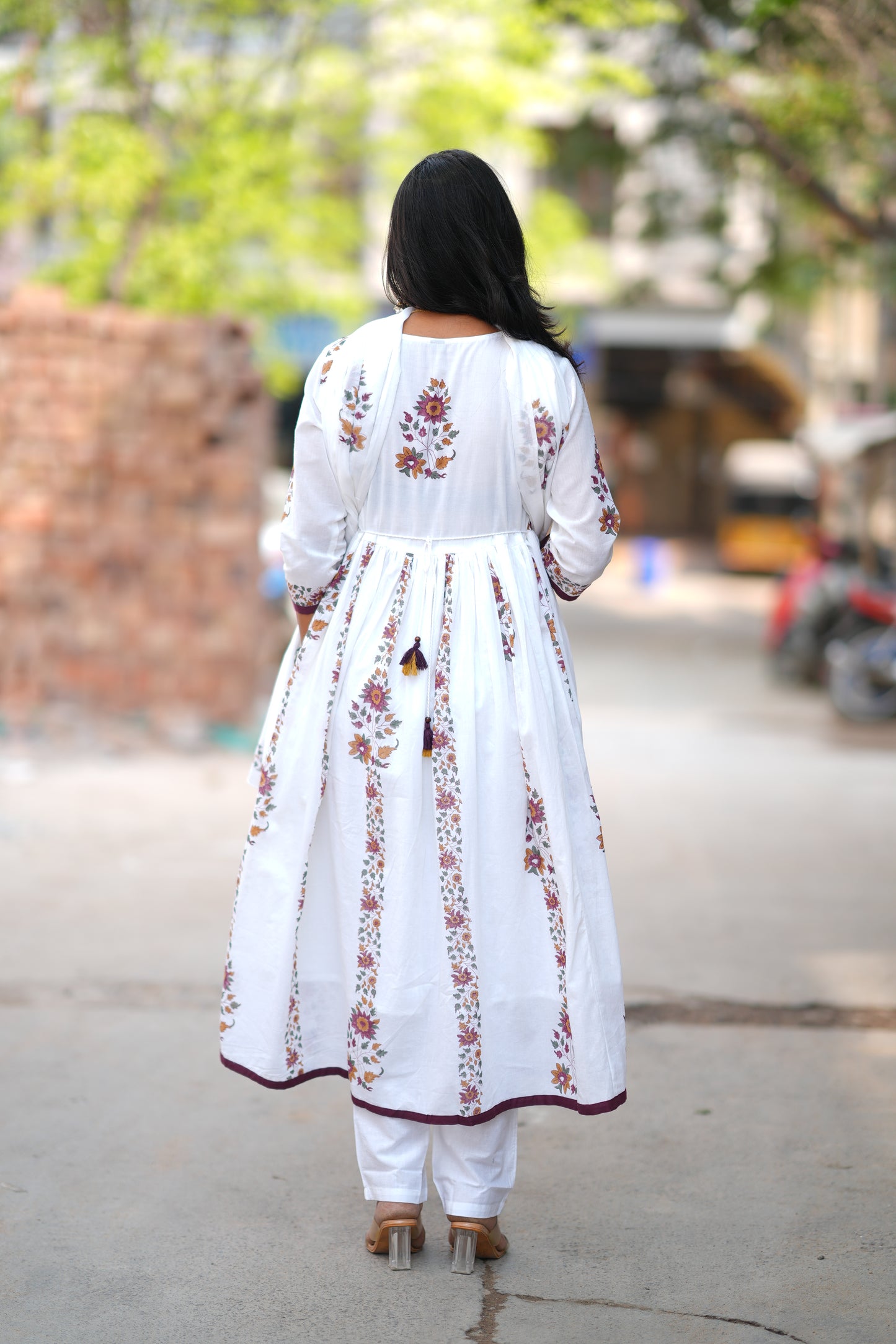 White Color Mul Cotton 3 Piece Set With Jaipur Block Print and Complete Lining