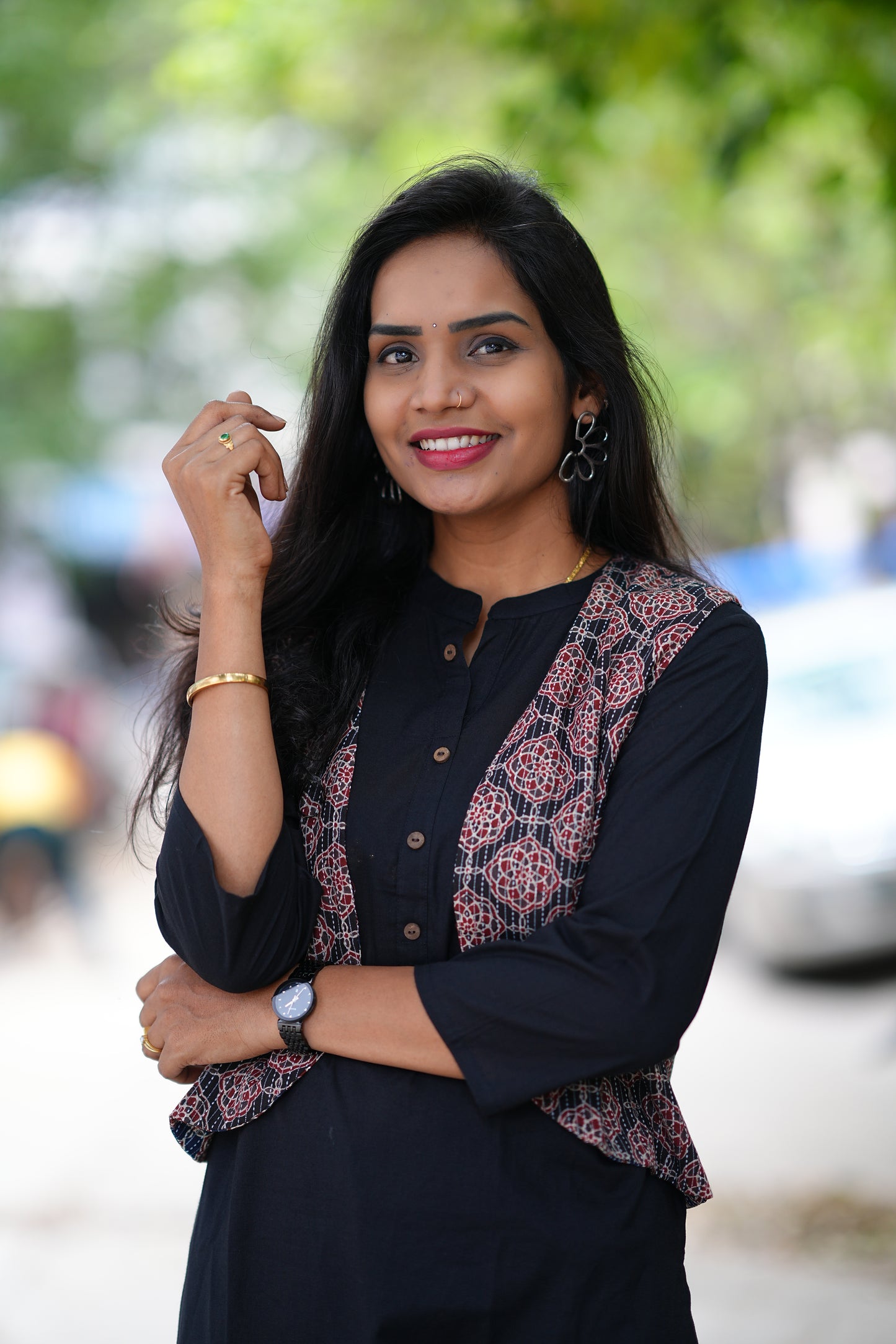 Jaipur Cotton Black Color Top With Ajrak Print Coat