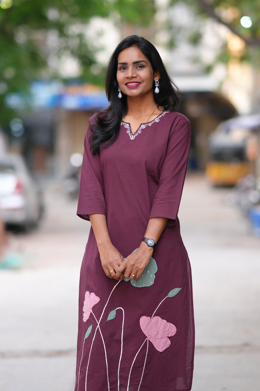 Maroon Color Jaipur Cotton Cordset With Embroidary Work