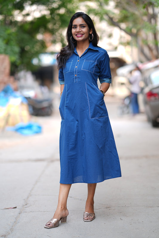 Blue Color Jaipur Cotton Stylish Frock