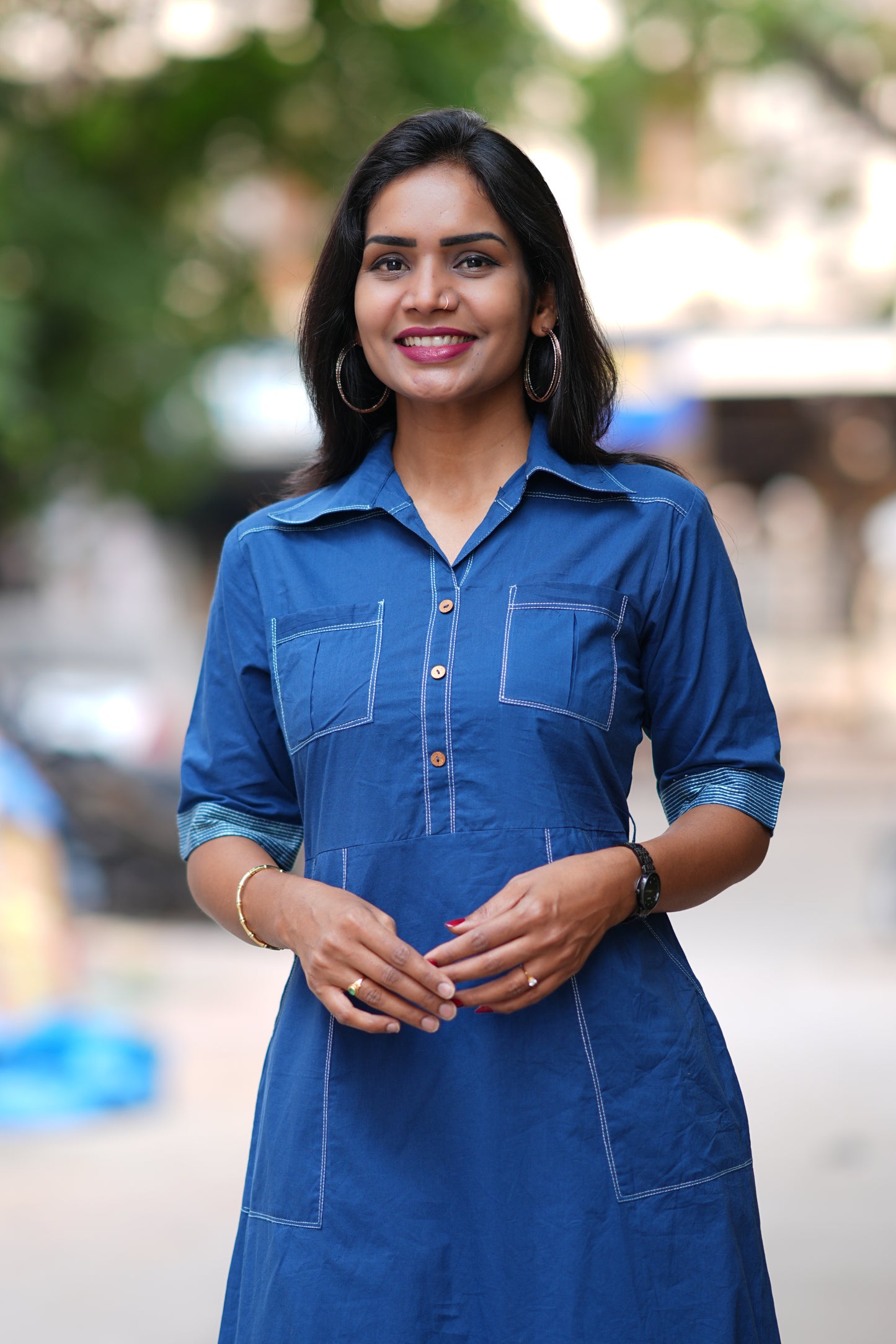 Blue Color Jaipur Cotton Stylish Frock