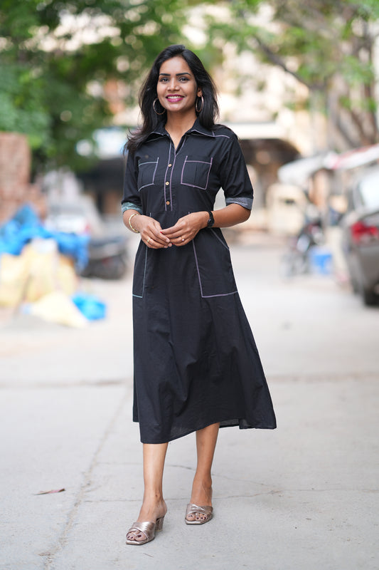 Black Color Jaipur Cotton Stylish Frock