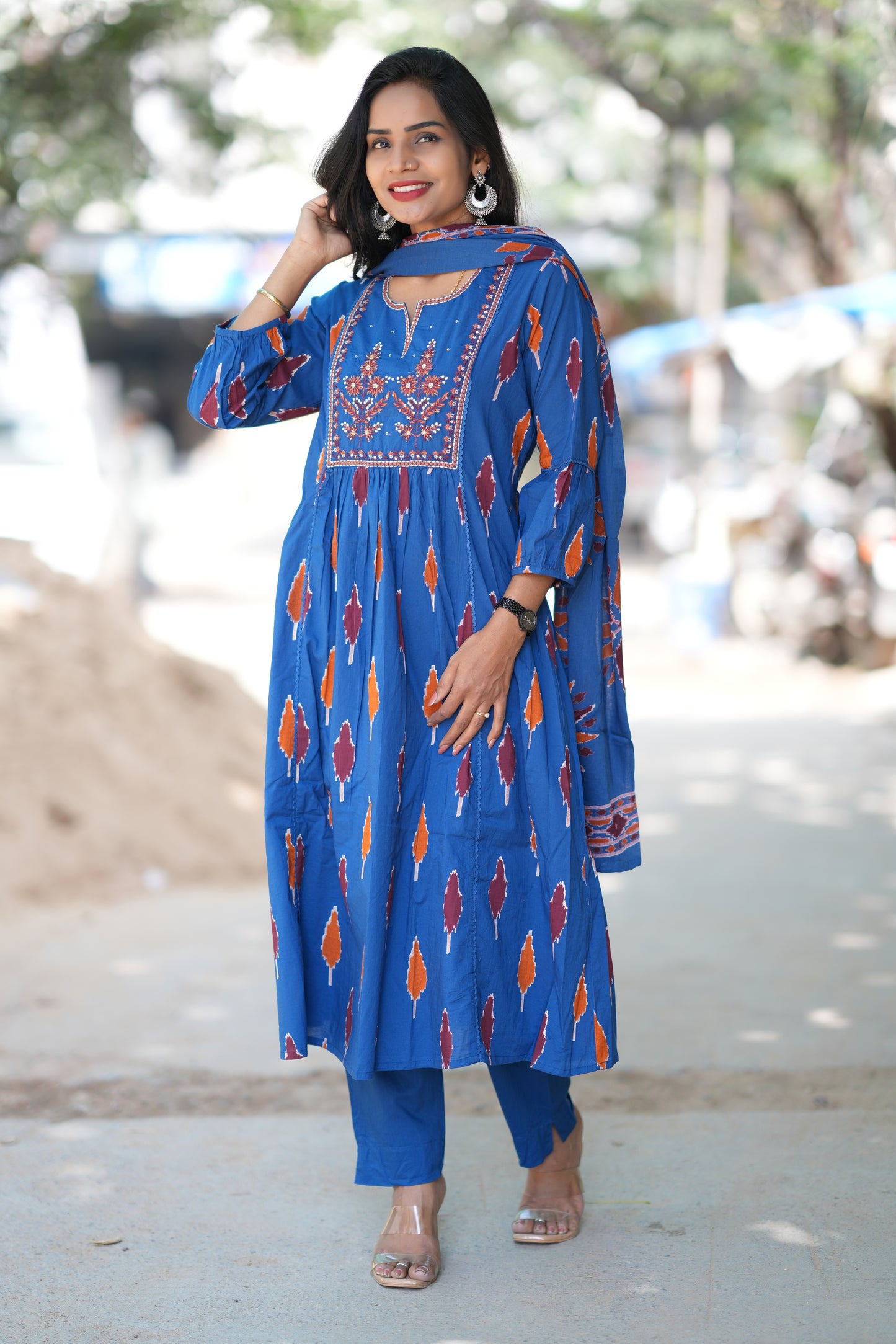 Blue Red Combo Jaipur Cotton 3 Piece Set