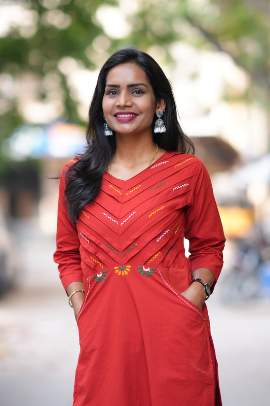 Maroon Color Jaipur Cotton Cordset With Plazzo Pant