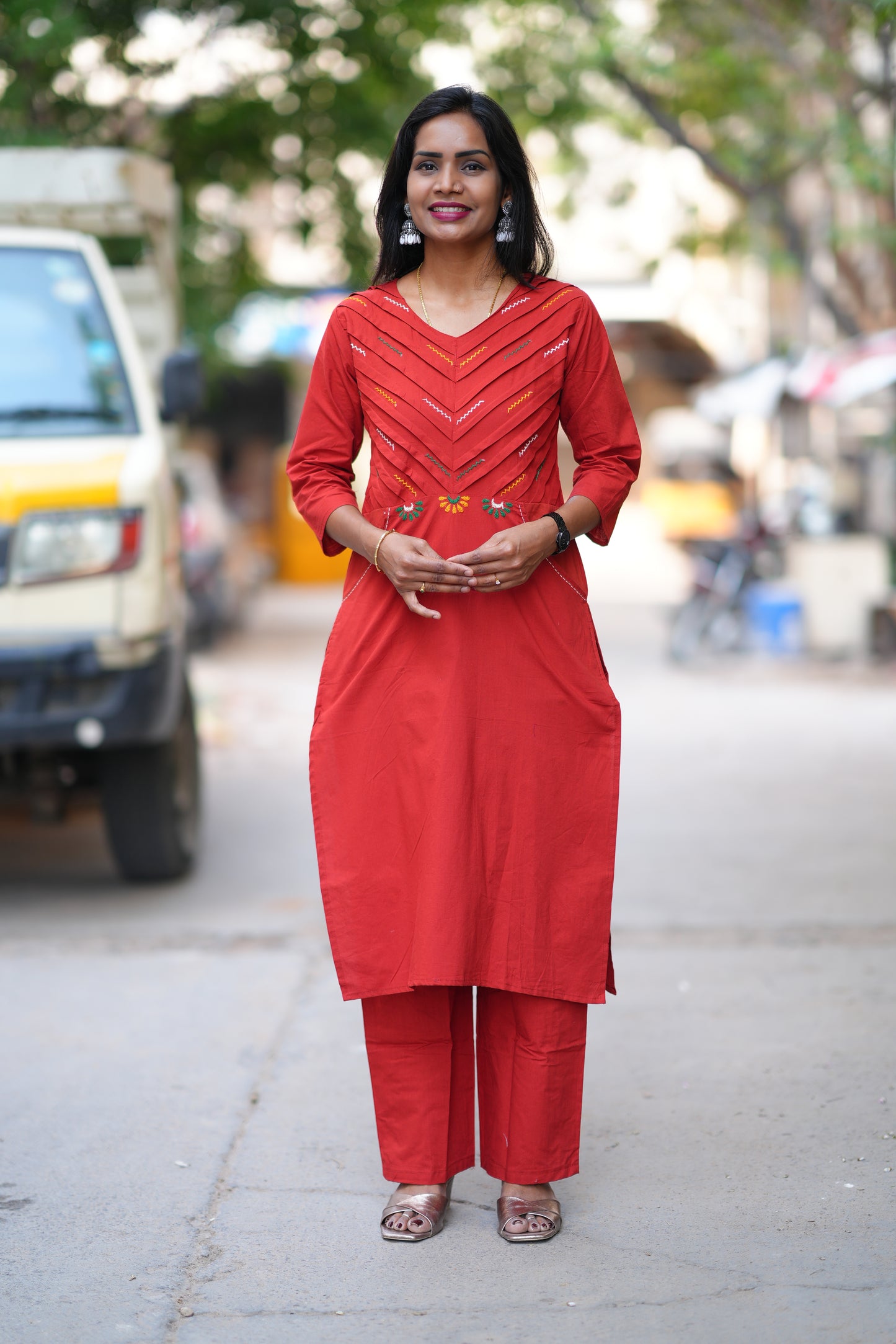Maroon Color Jaipur Cotton Cordset With Plazzo Pant