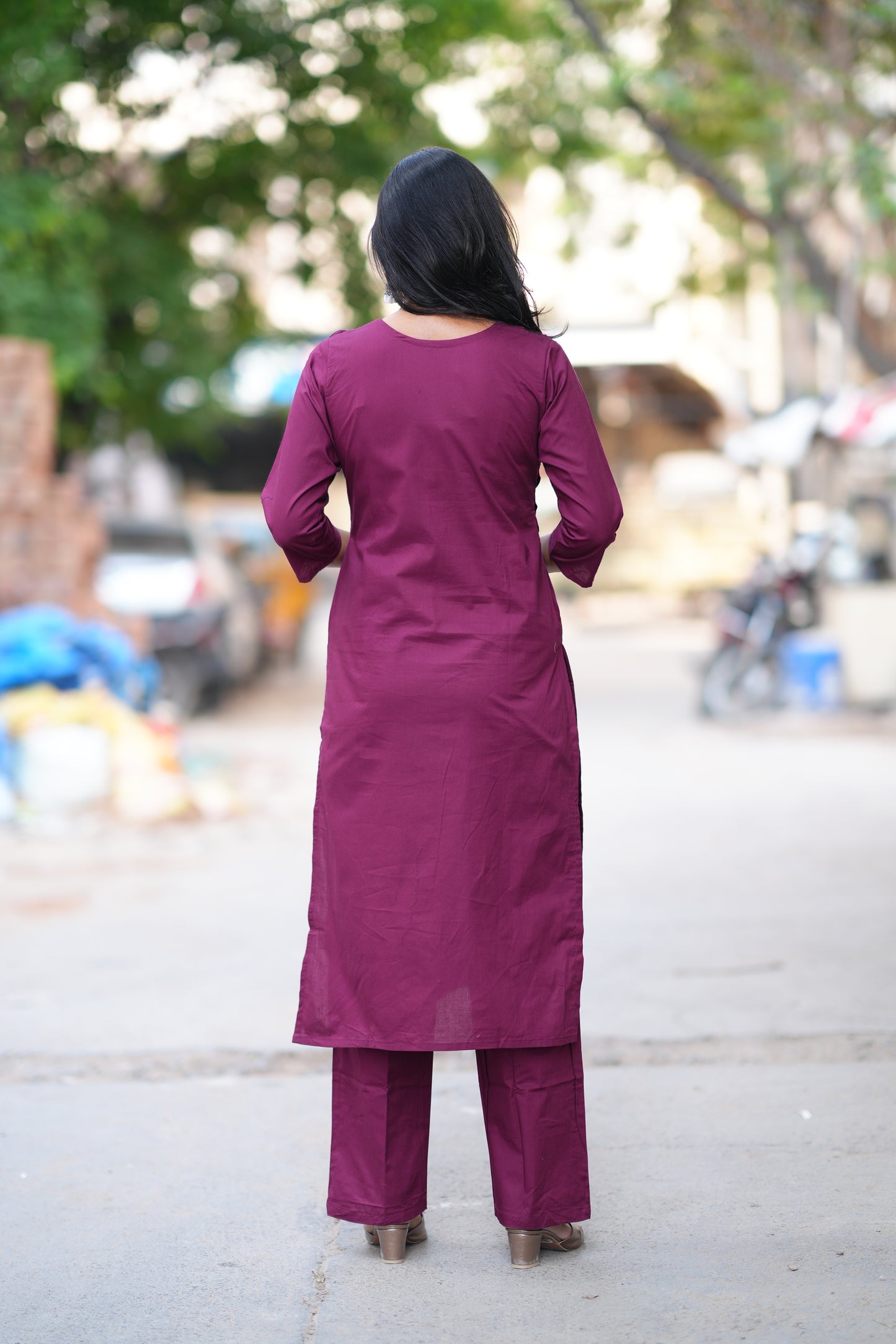 Purple Color Jaipur Cotton Cordset With Plazzo Pant