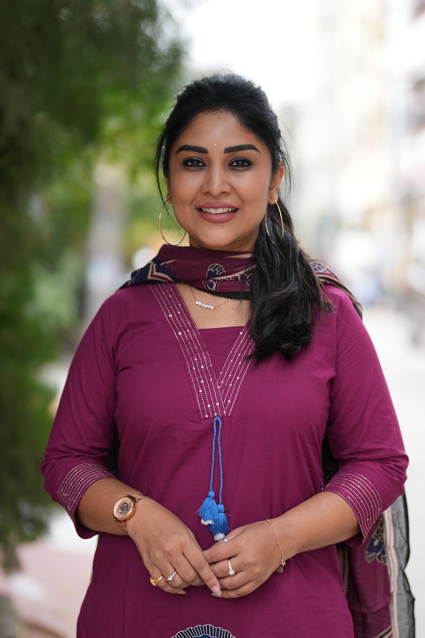 Wine Magenta Color Pure Jaipur Cotton Semi Party Wear 3 Piece Set With Lining