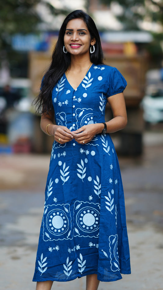 Premium Mul Cotton Frock With Hand Embroidery and Complete Lining
