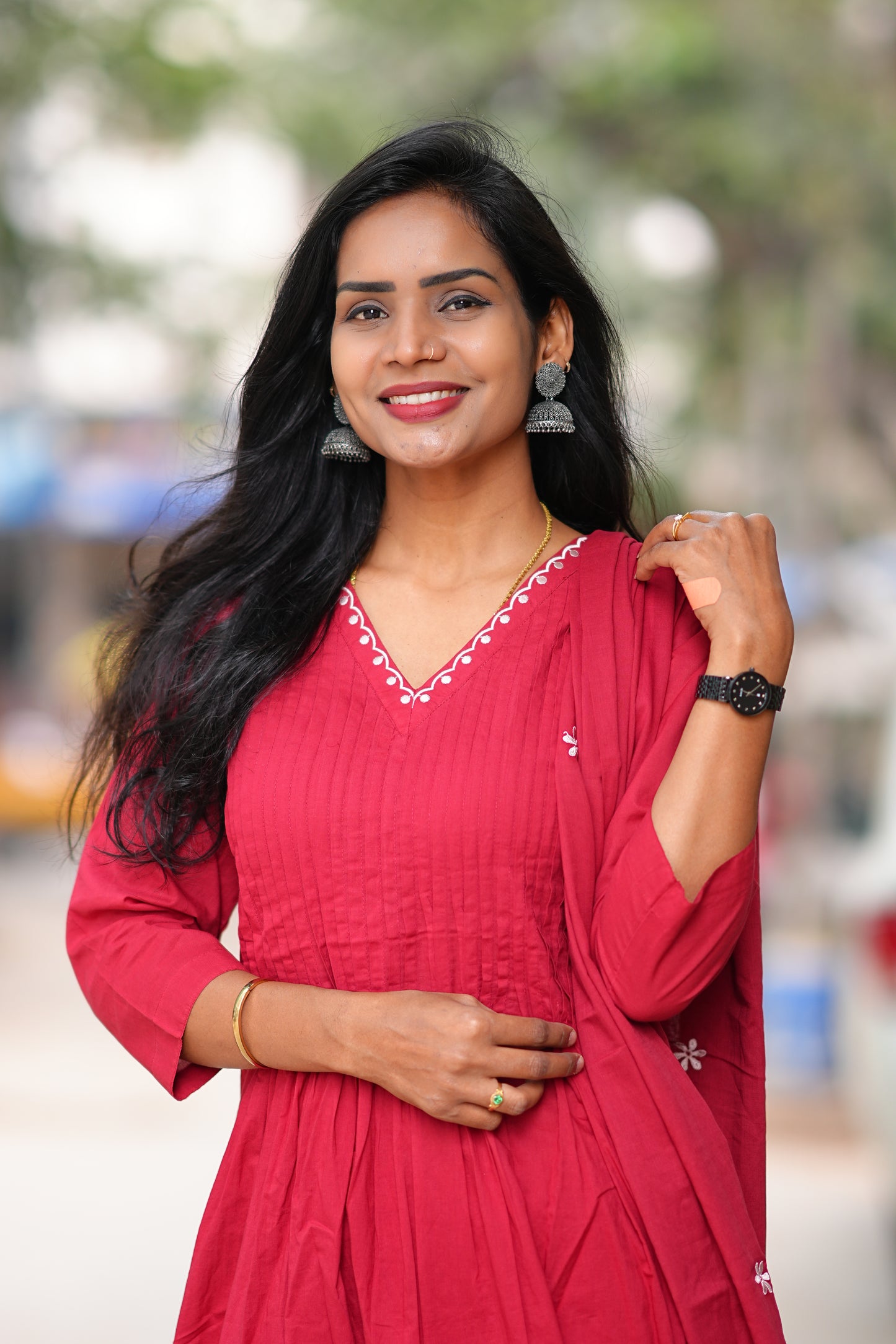 Designer Wear Pure 92.5 Jaipur Cotton Plus Size A Line 3 Piece Set