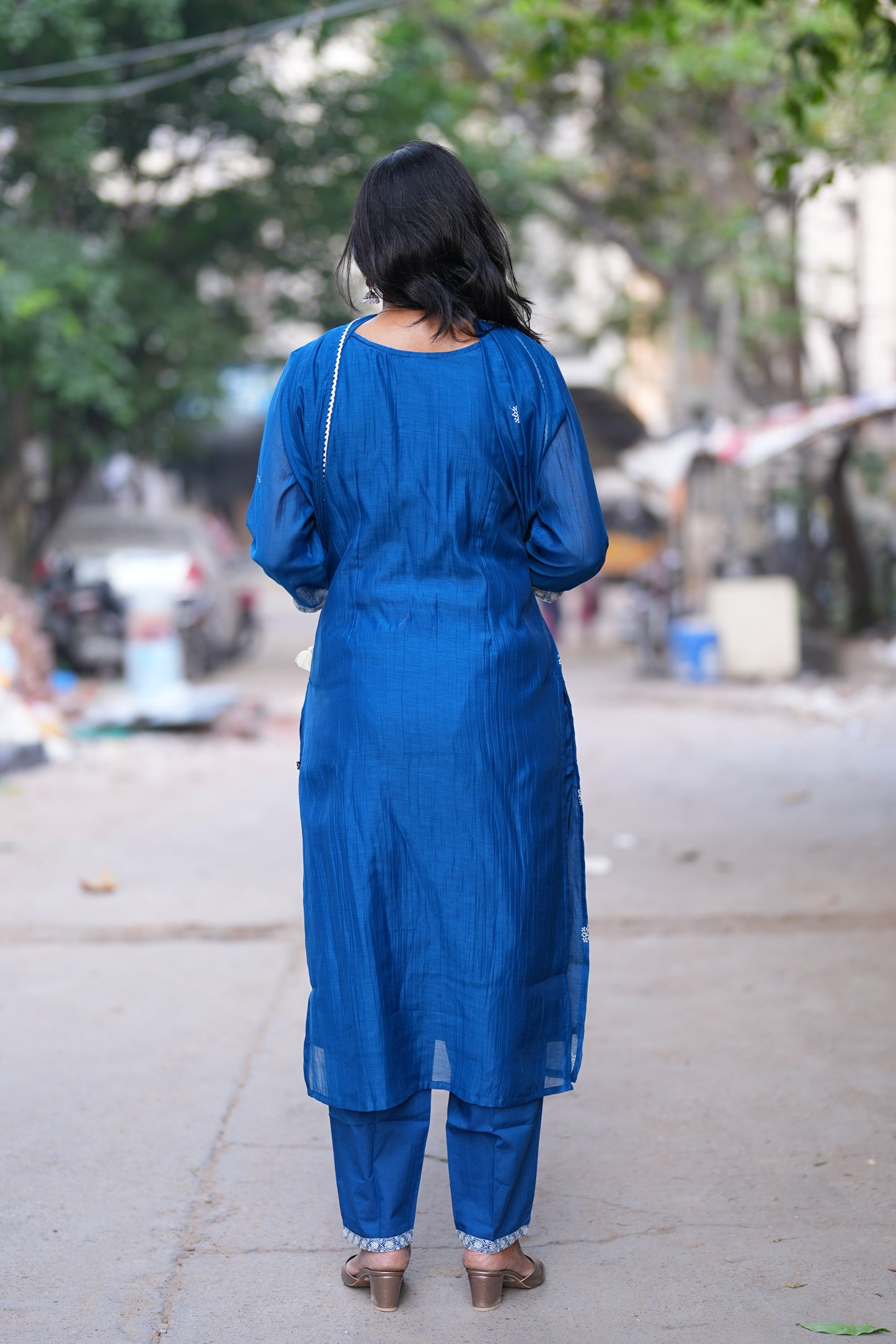 Blue Color Viscose Fabric Designer Wear 3 piece Set