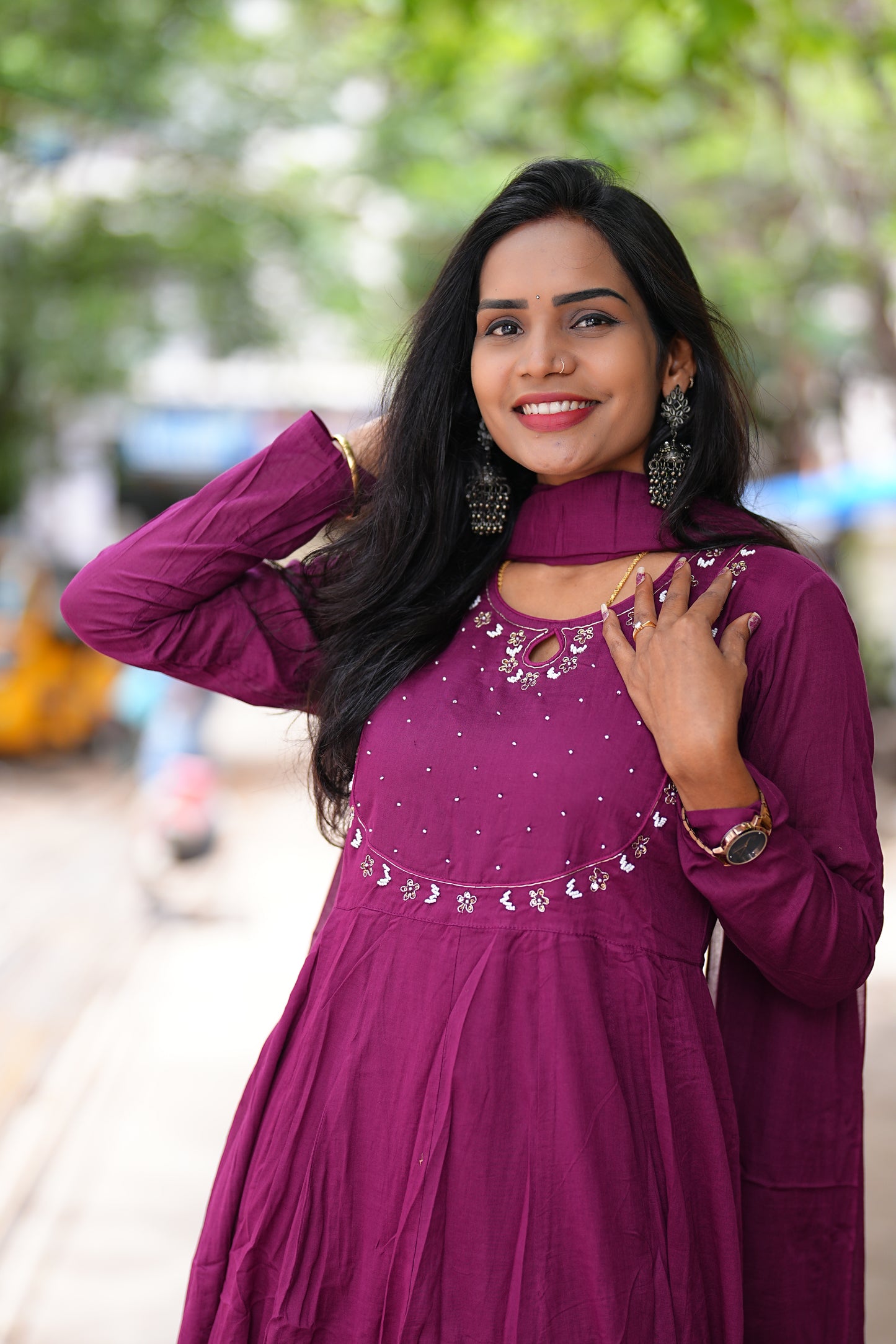 Burgundy Color Heavy Mul Cotton 3 Piece Set With Full Lining
