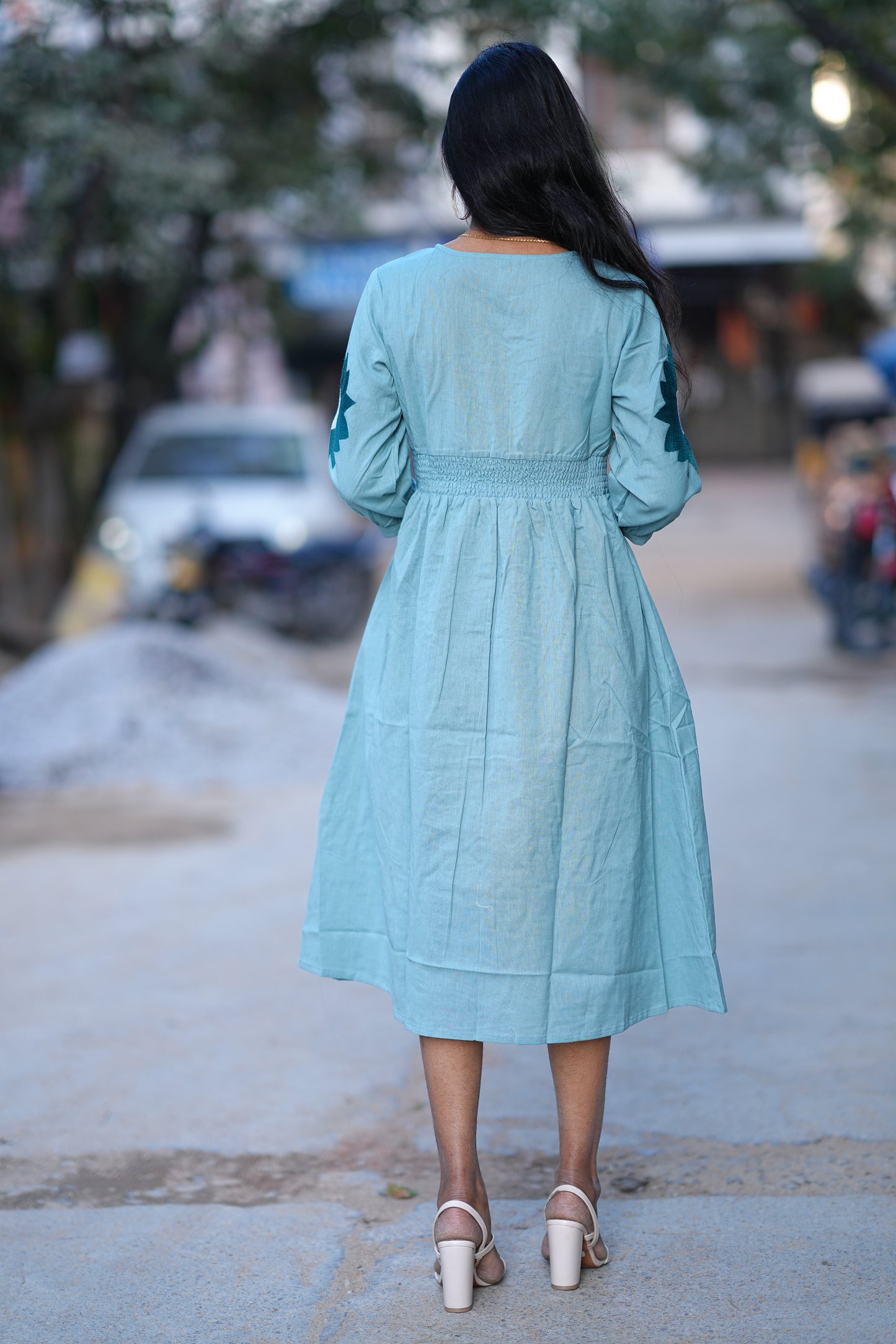 Aqua Green Color Premium Party Wear Maxi with Embroidery work