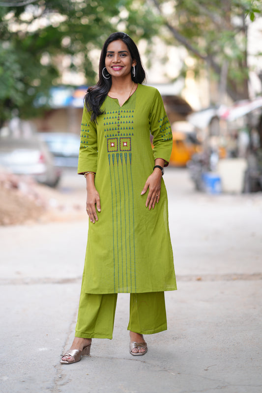 Mehendhi Green Color Flex Cotton Cordset