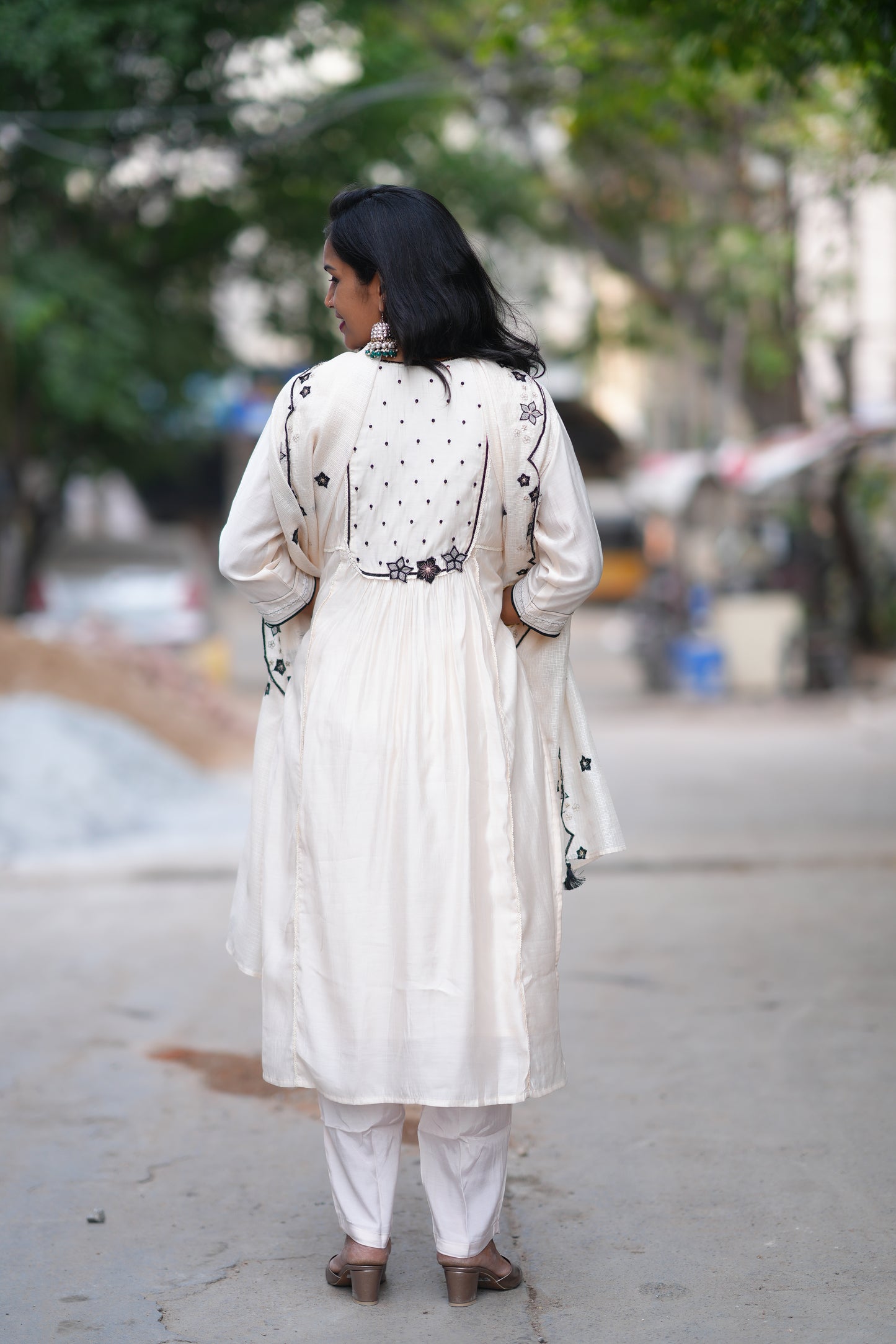 Cream Color Viscose Fabric Premium Party Wear Collection With complete Lining