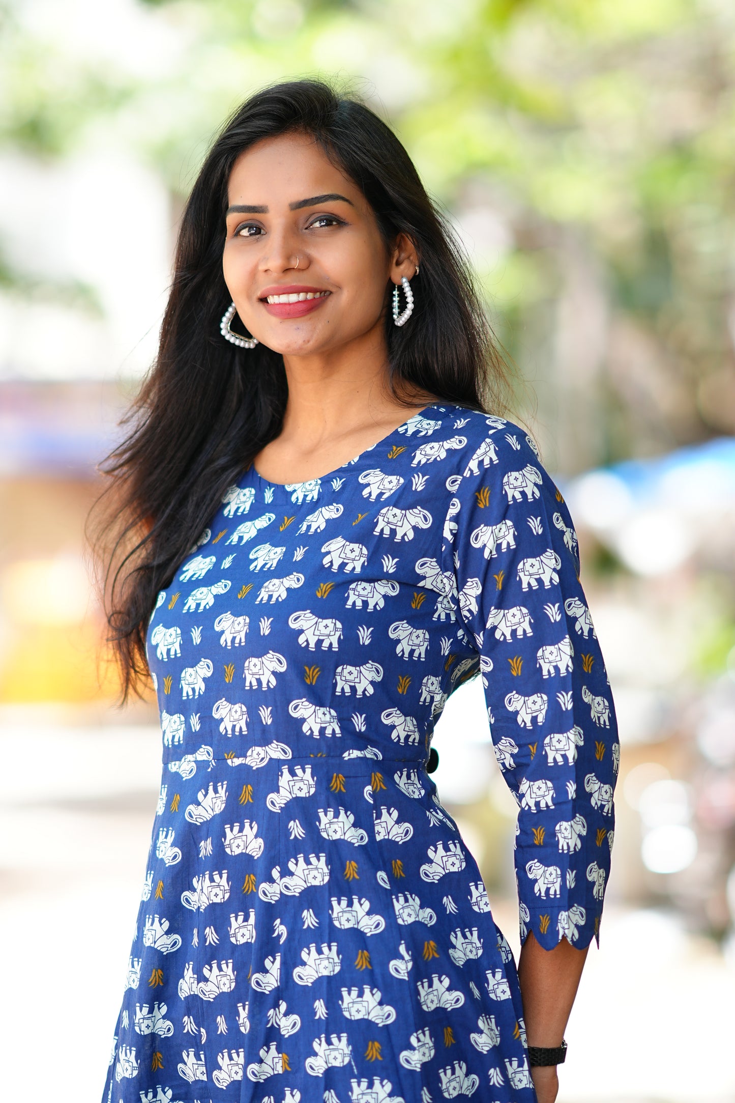 Blue Color kalamkari Print Kali Pattern cordset