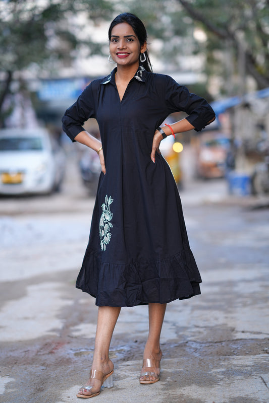 Jaipur Cotton Black Color Designer Frock
